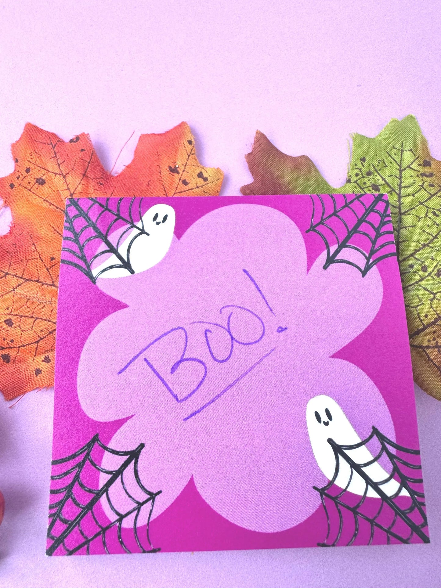 Halloween Sticky Notes, 3x3 50 Pages, Ghosts In Spider Webs Spooky Sticky Notes, Pink Halloween, Cute Ghost
