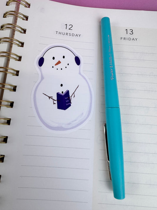Festive Snowman Sticker for Planners, Readers, and Winter Lovers