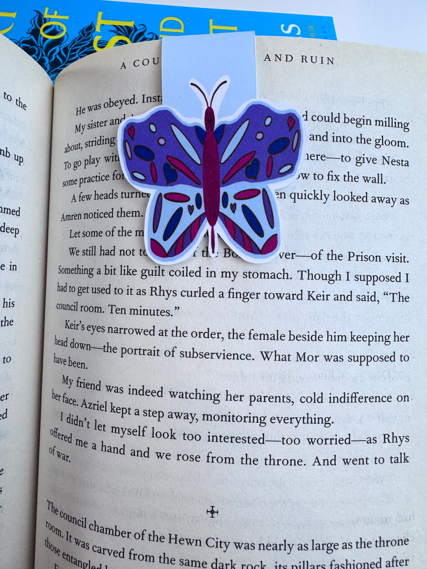 Whimsical Butterfly Design Magnetic Bookmark - Cute Gift for Book Lovers - Purple and Pink Butterfly Character - Save Your Page