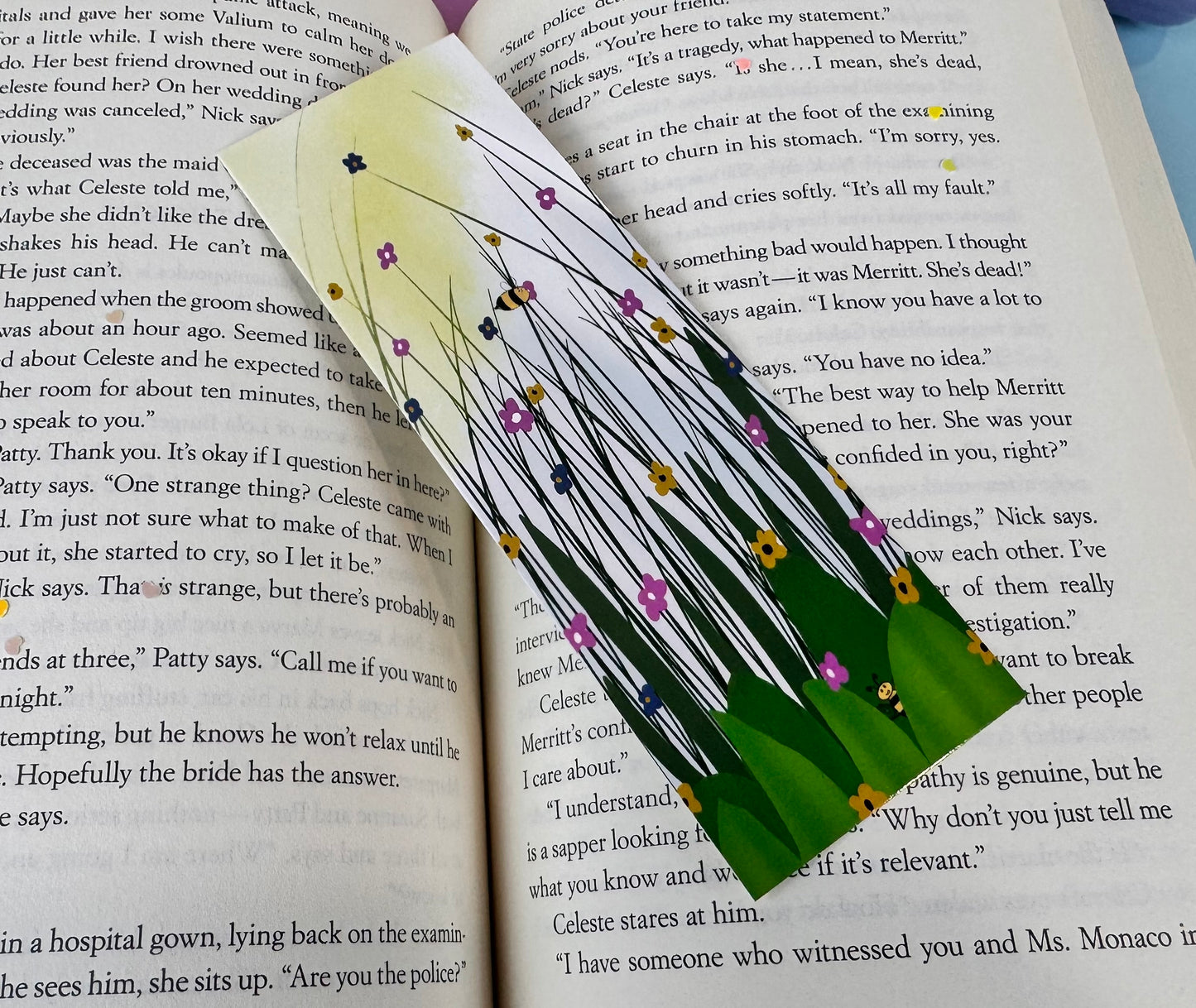 Bumblebee Fun In A Meadow of Flowers Bookmark