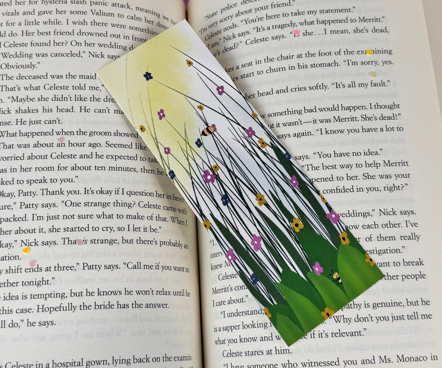 Bumblebee Fun In A Meadow of Flowers Bookmark