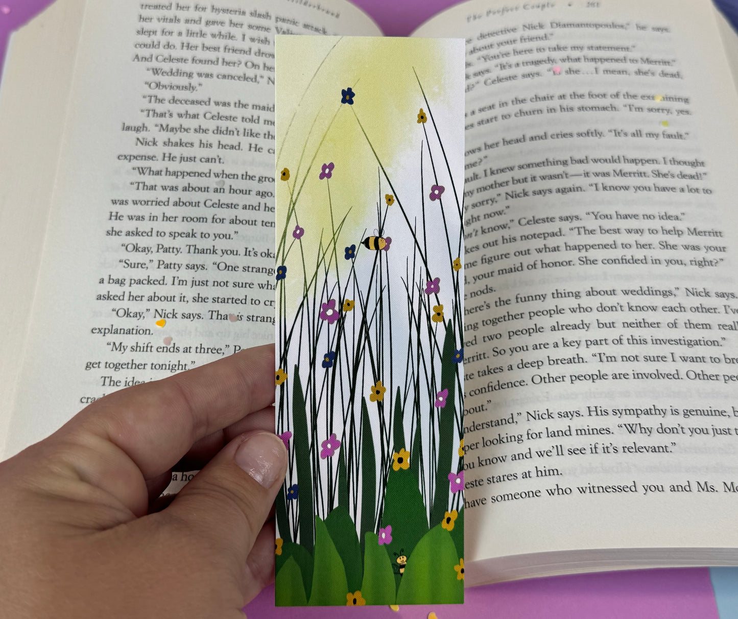 Bumblebee Fun In A Meadow of Flowers Bookmark