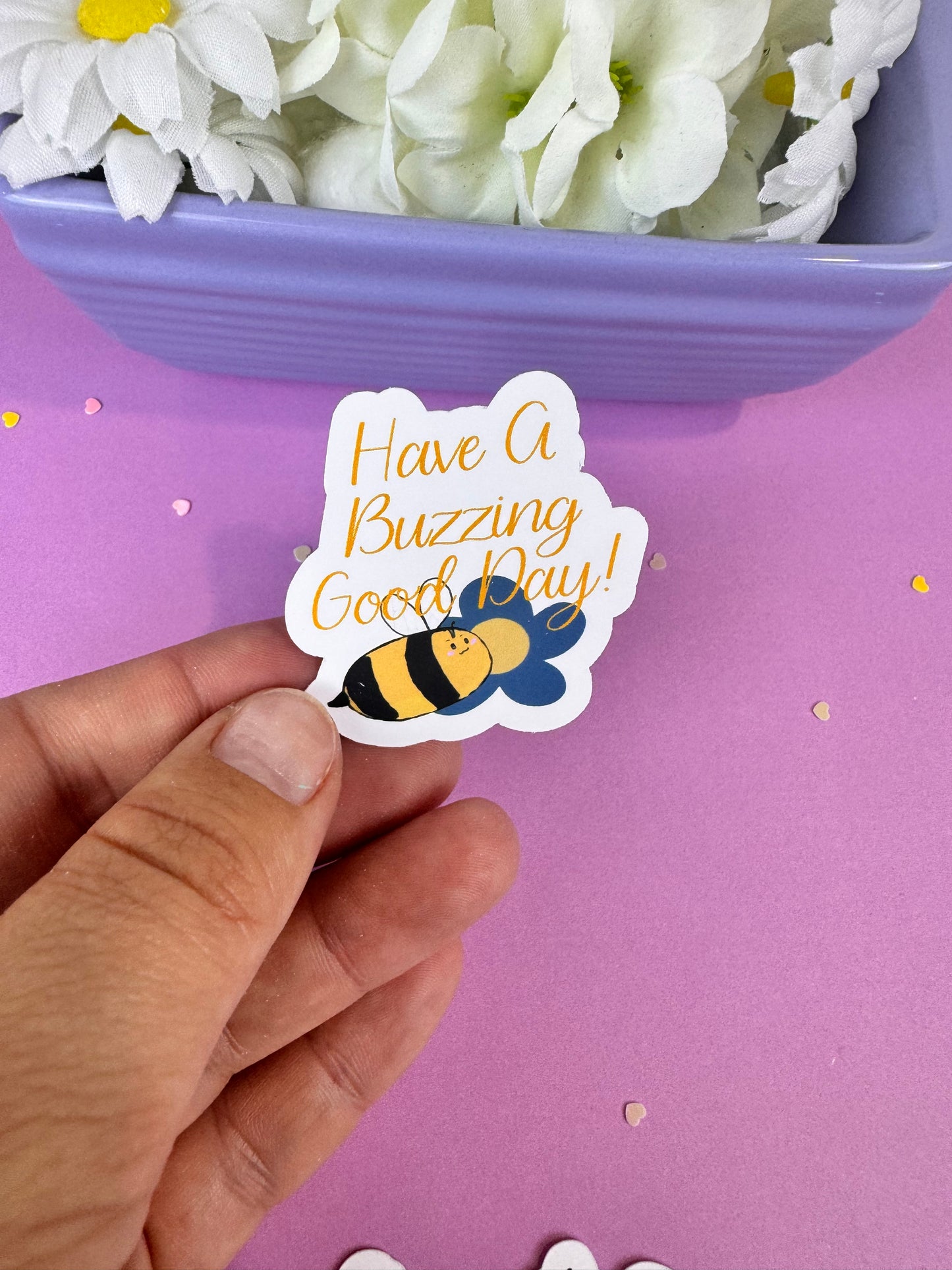 Have a Buzzing Good Day! Bumblebee Die Cut Sticker, 1.75 Inch Matte