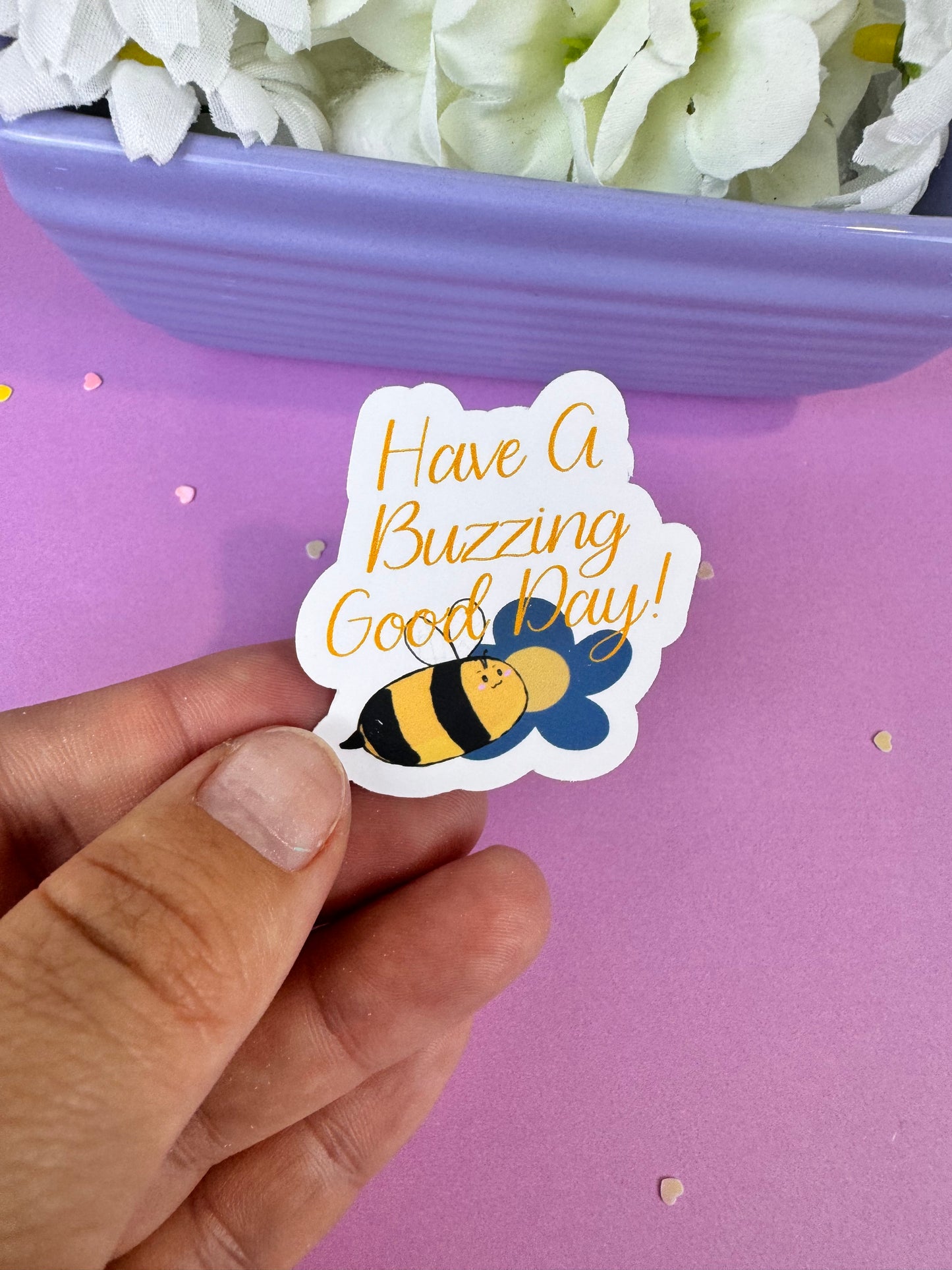 Have a Buzzing Good Day! Bumblebee Die Cut Sticker, 1.75 Inch Matte