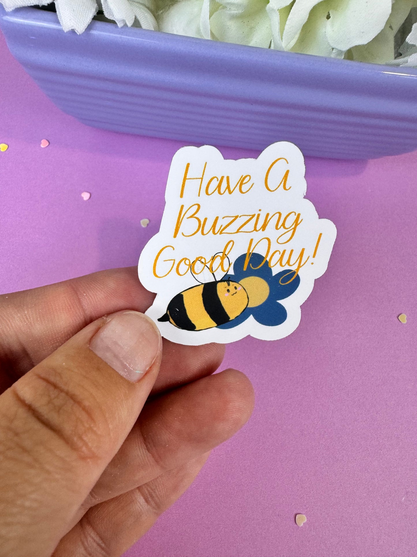 Have a Buzzing Good Day! Bumblebee Die Cut Sticker, 1.75 Inch Matte