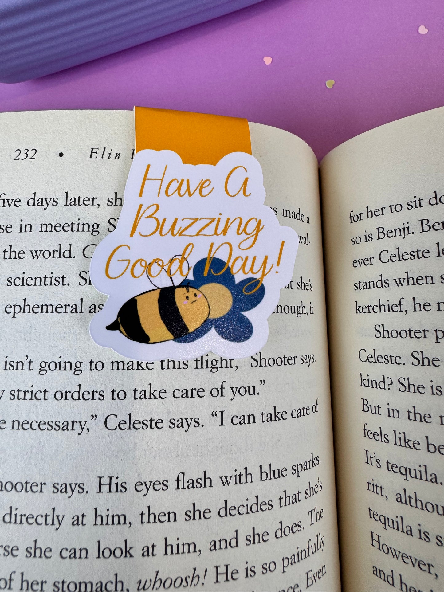 Have A Buzzing Good Day Bumblebee and Flower Magnetic Bookmark, Double-sided