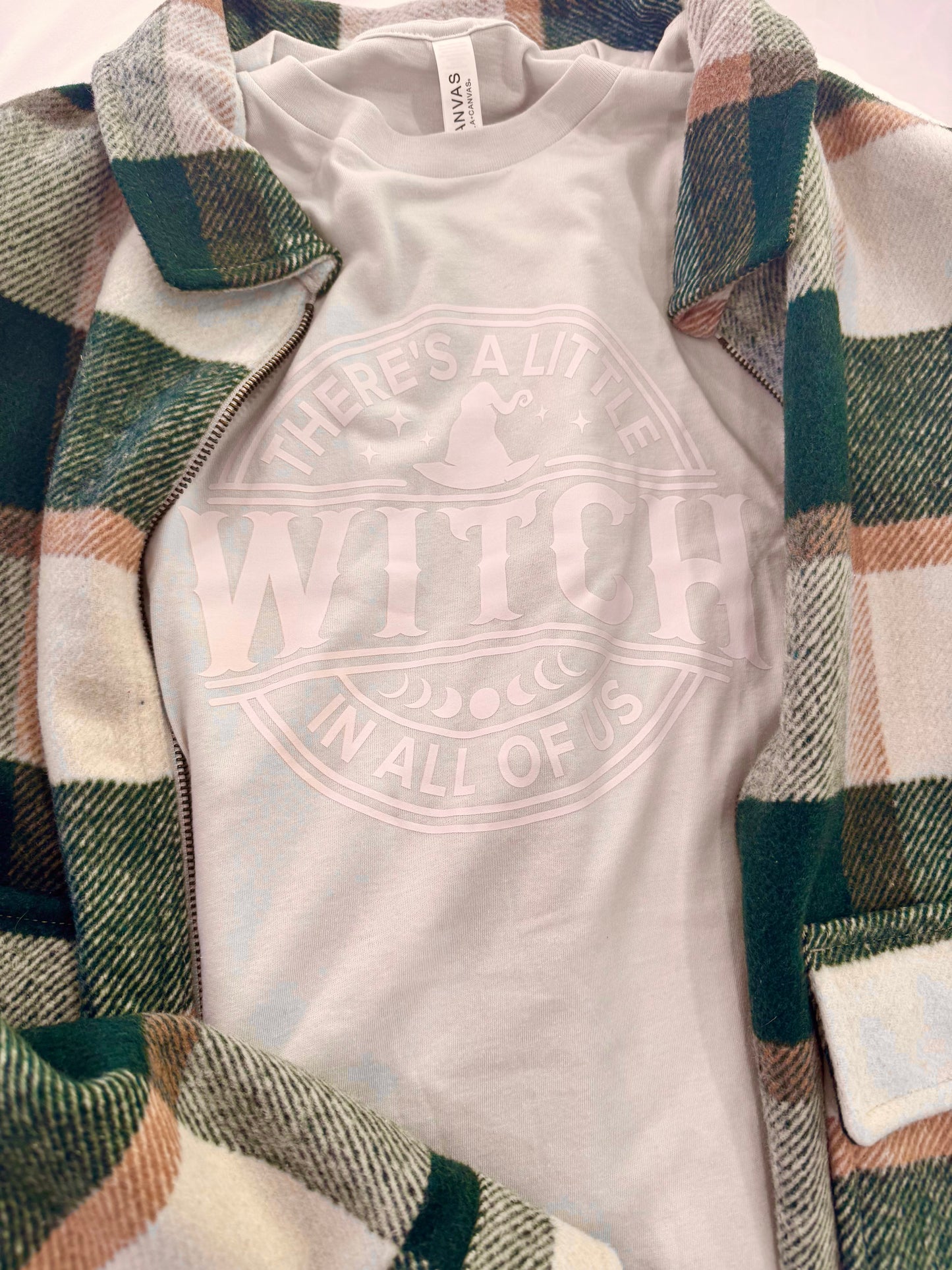 There's A Little Witch In All Of Us Oatmeal Colored Tee - Halloween Tops - Clothing For Fall