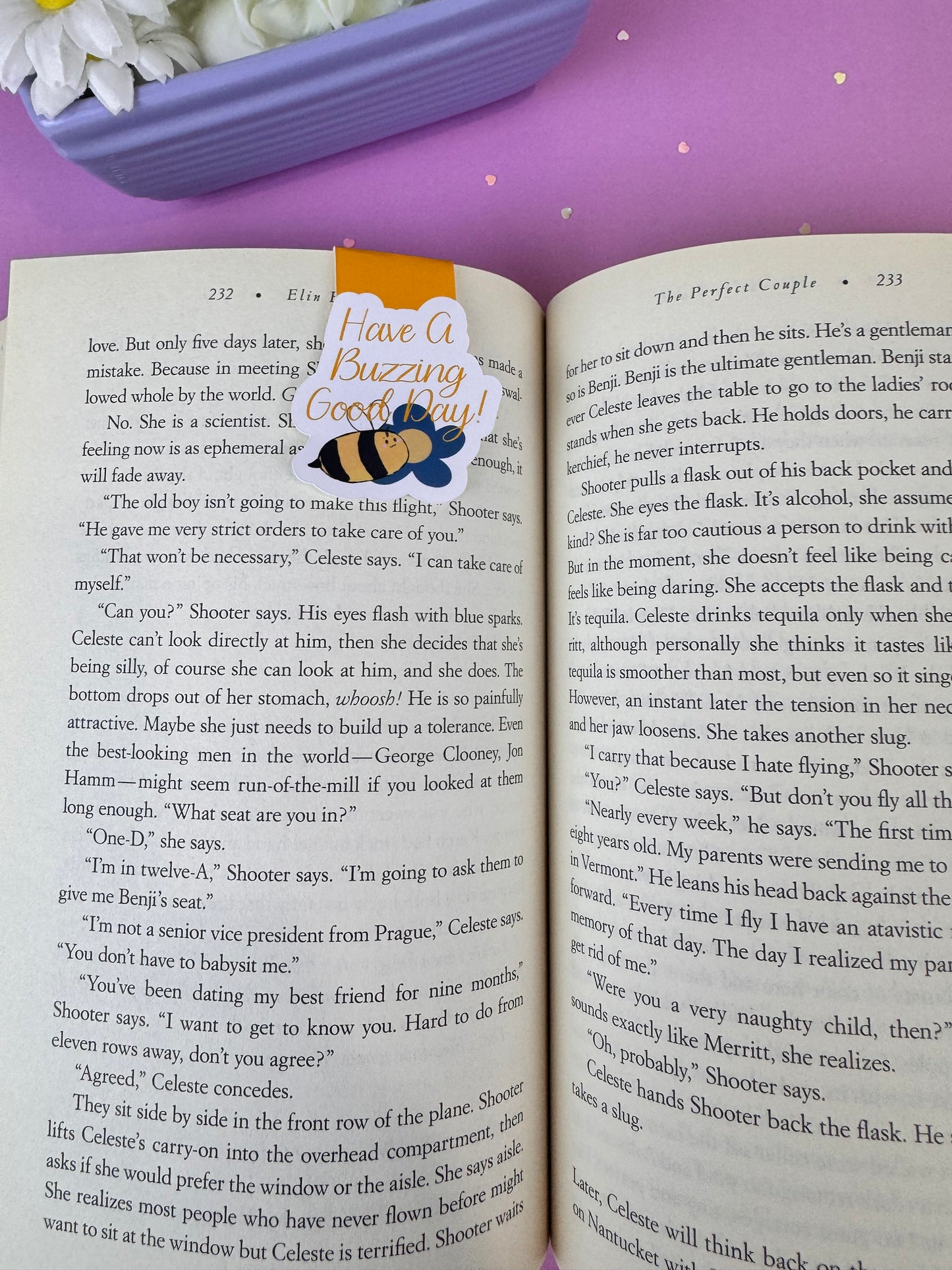 Have A Buzzing Good Day Bumblebee and Flower Magnetic Bookmark, Double-sided