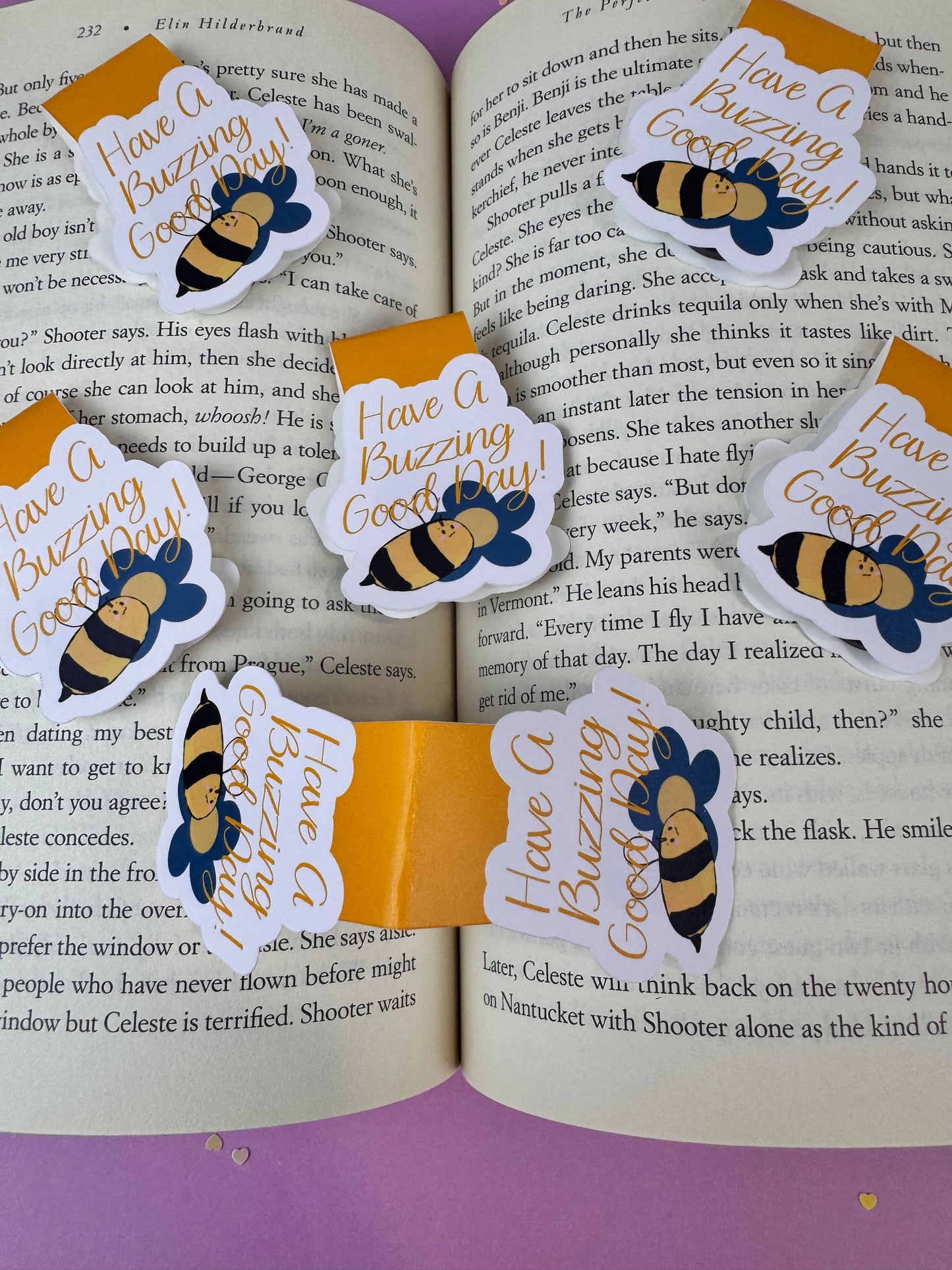 Have A Buzzing Good Day Bumblebee and Flower Magnetic Bookmark, Double-sided
