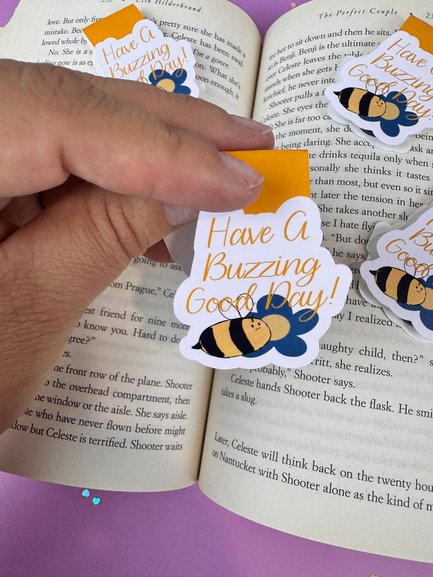 Have A Buzzing Good Day Bumblebee and Flower Magnetic Bookmark, Double-sided