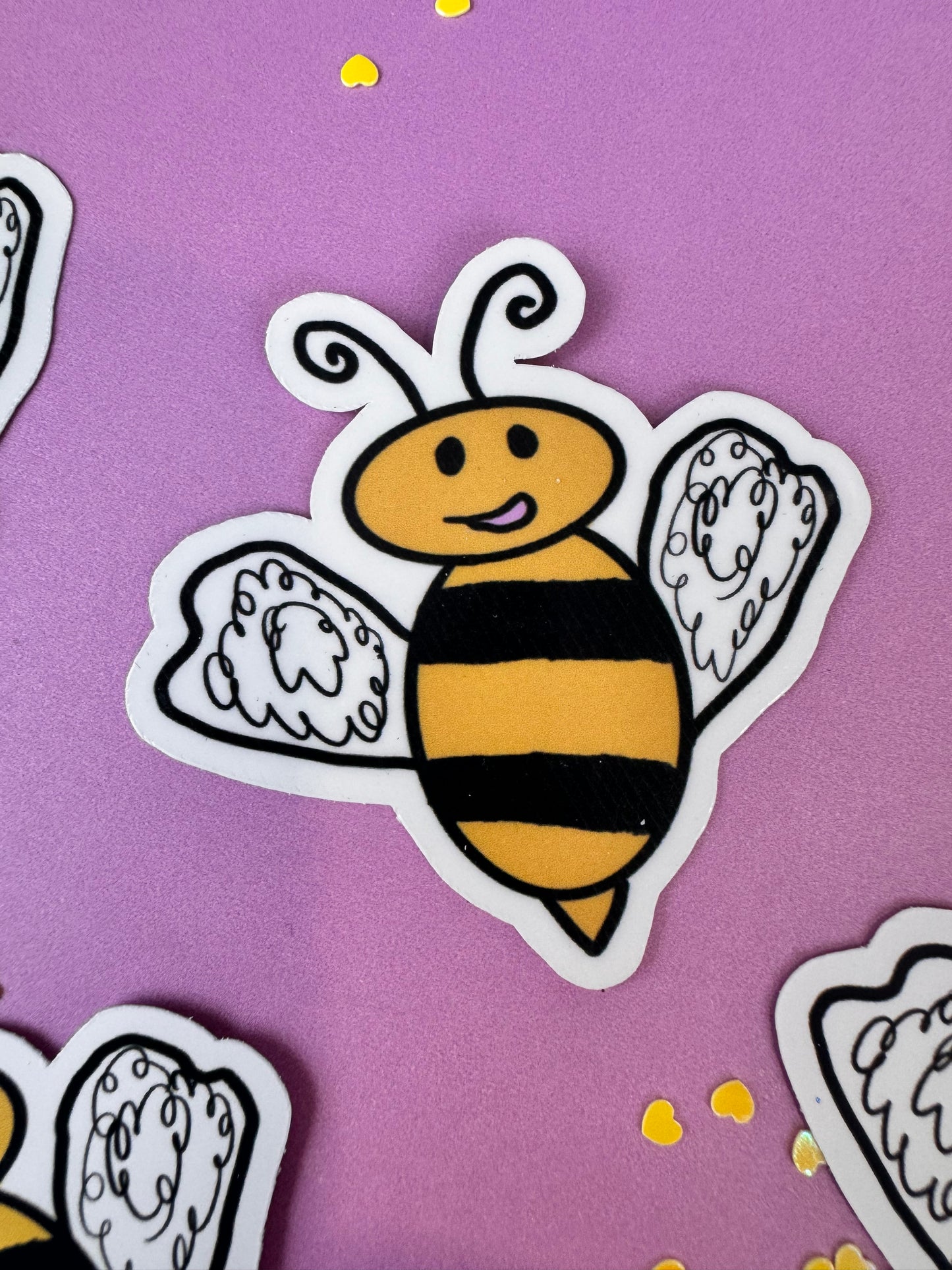 Bumblebee Honeybee Sticker Named Marley, Die Cut 2.25 Inches, Matte or Laminated