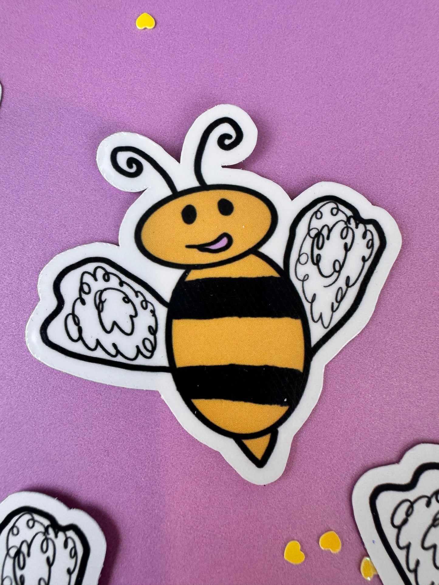 Bumblebee Honeybee Sticker Named Marley, Die Cut 2.25 Inches, Matte or Laminated