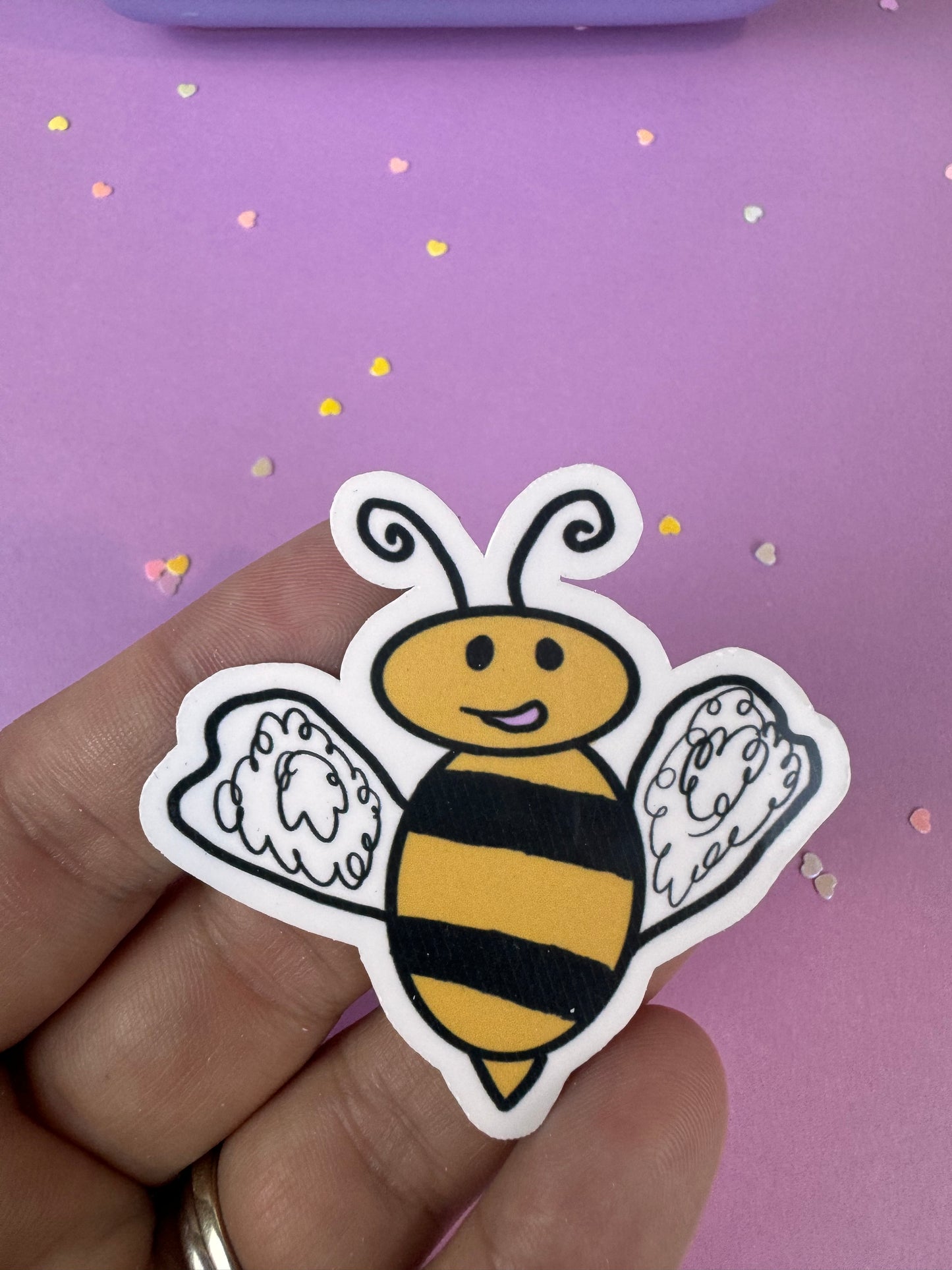 Bumblebee Honeybee Sticker Named Marley, Die Cut 2.25 Inches, Matte or Laminated