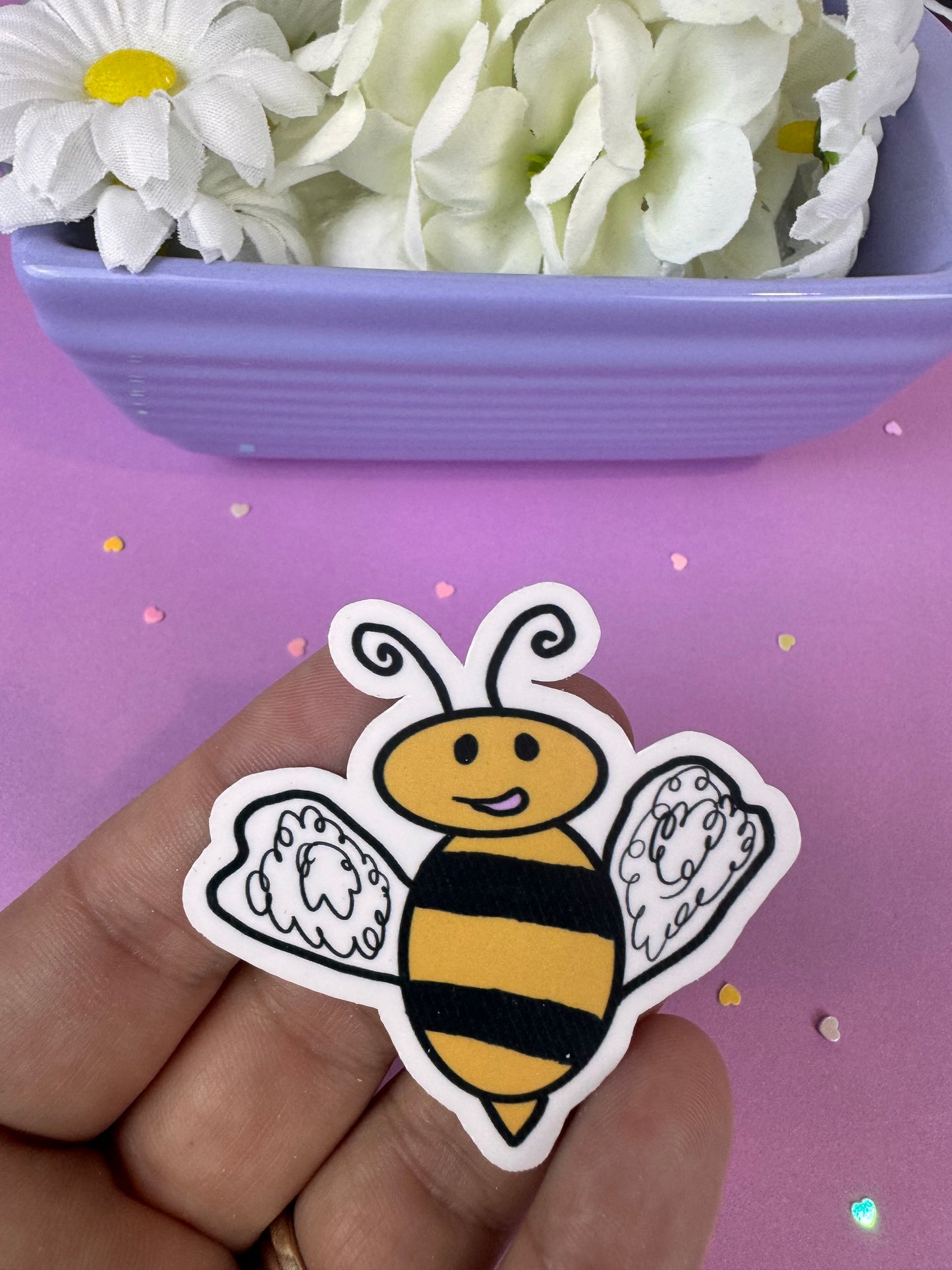 Bumblebee Honeybee Sticker Named Marley, Die Cut 2.25 Inches, Matte or Laminated