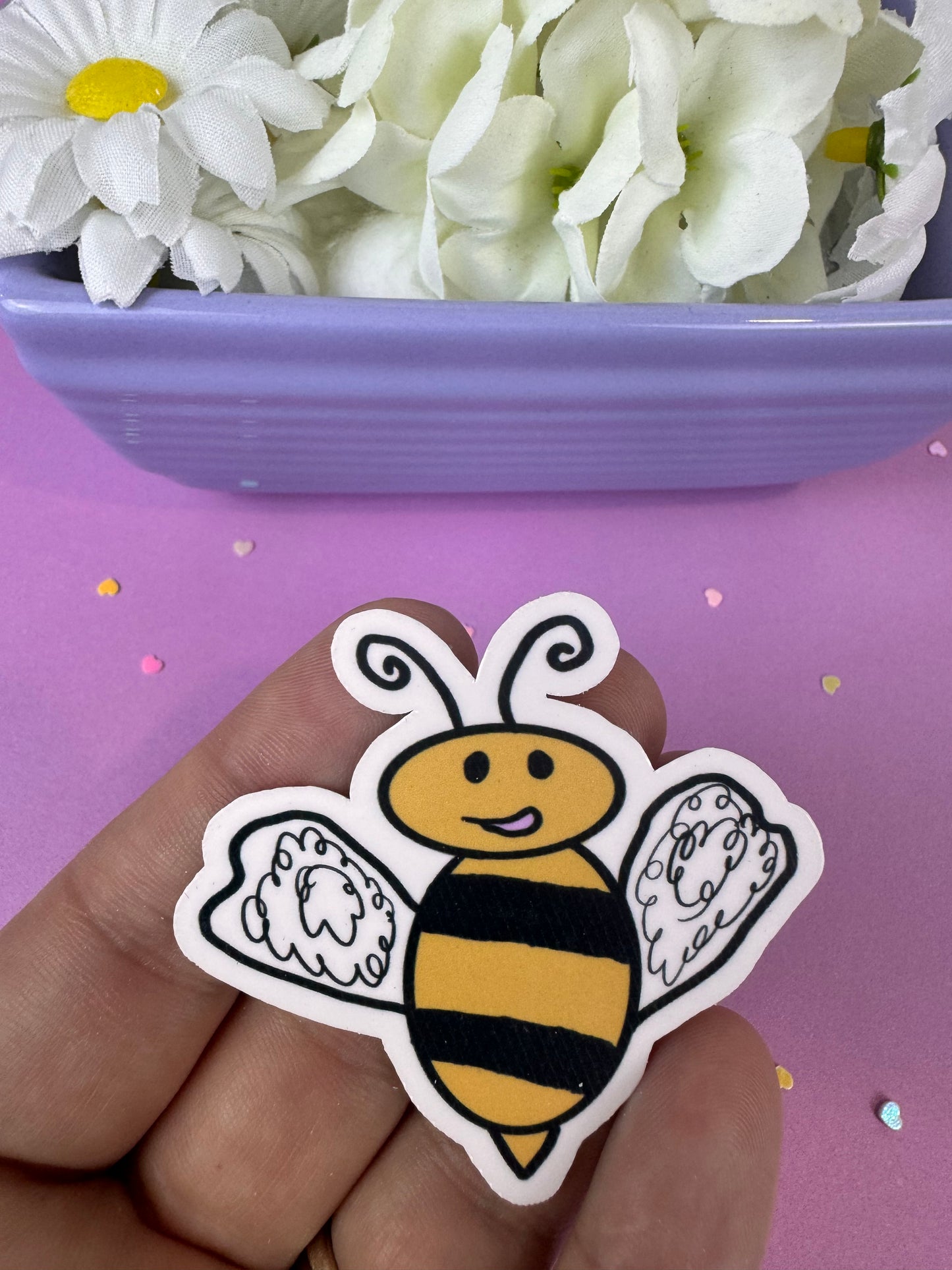Bumblebee Honeybee Sticker Named Marley, Die Cut 2.25 Inches, Matte or Laminated