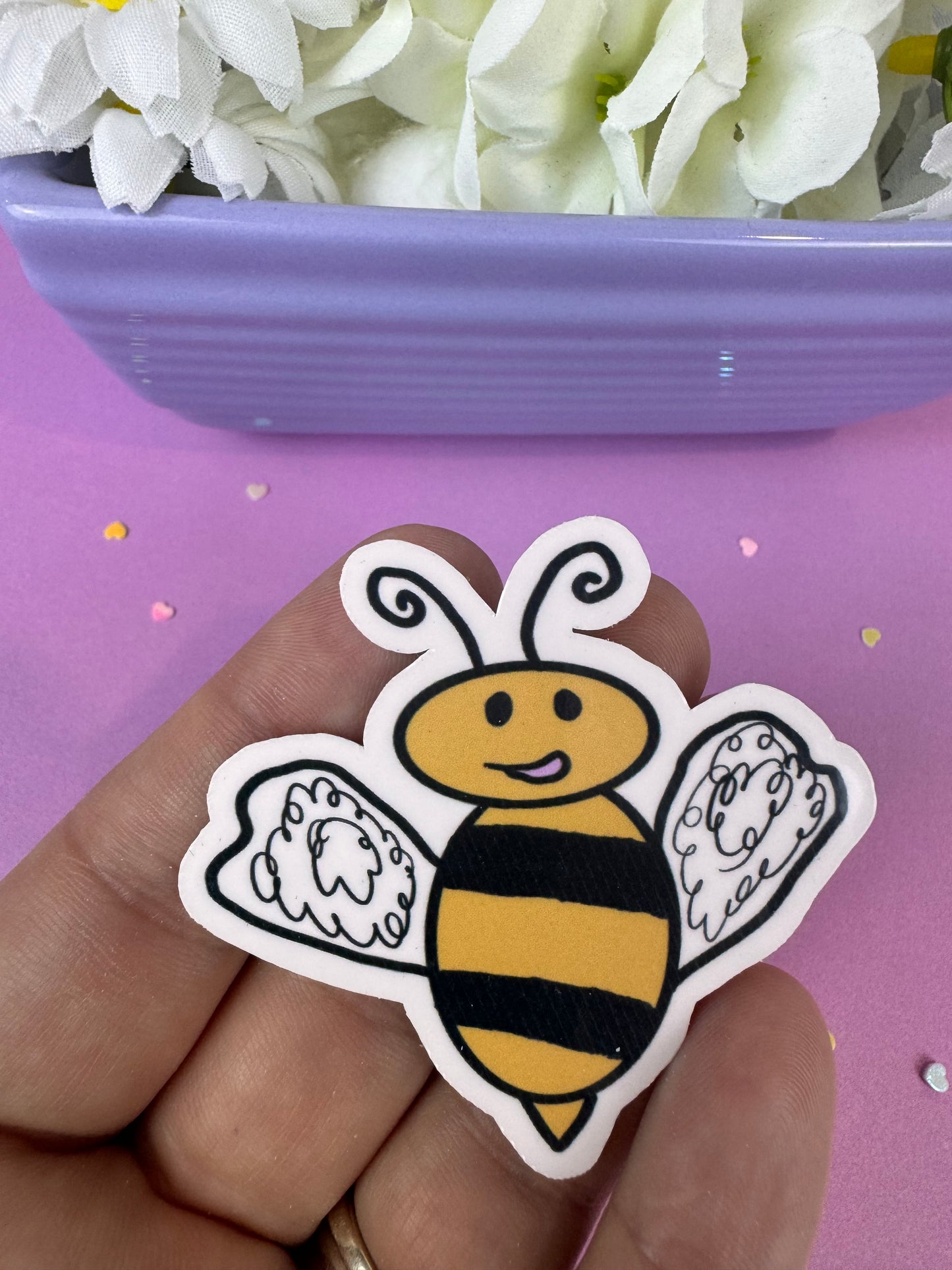 Bumblebee Honeybee Sticker Named Marley, Die Cut 2.25 Inches, Matte or Laminated