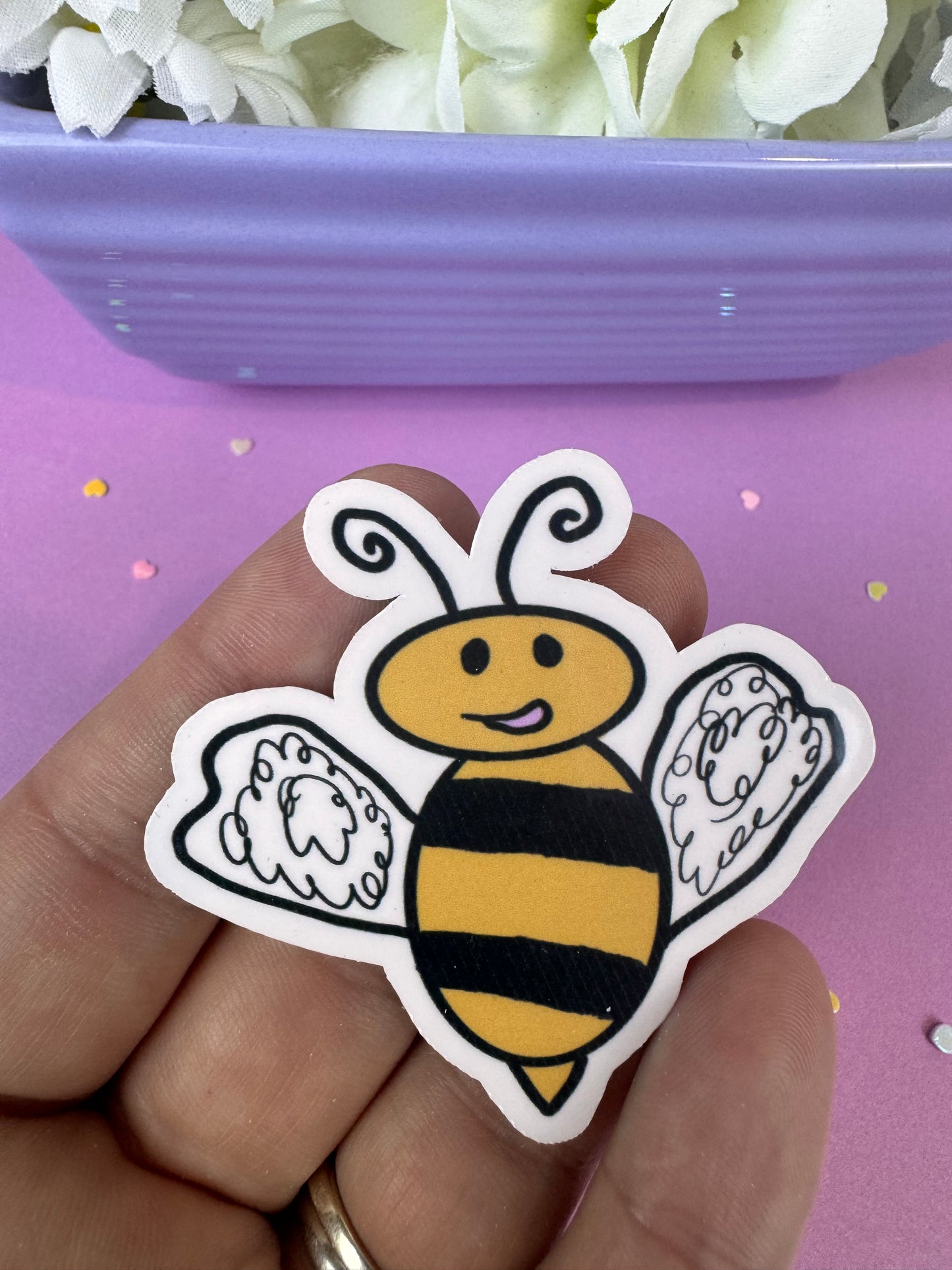 Bumblebee Honeybee Sticker Named Marley, Die Cut 2.25 Inches, Matte or Laminated