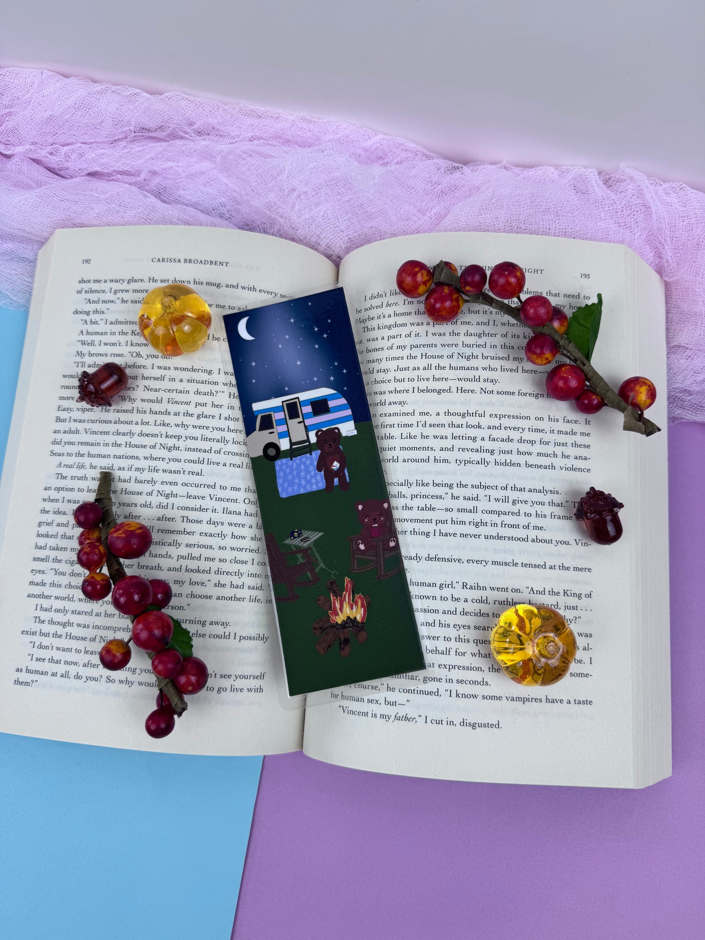 Teddy Bear Bookmark For Readers: Cute Camping Teddy Bears Having Smores
