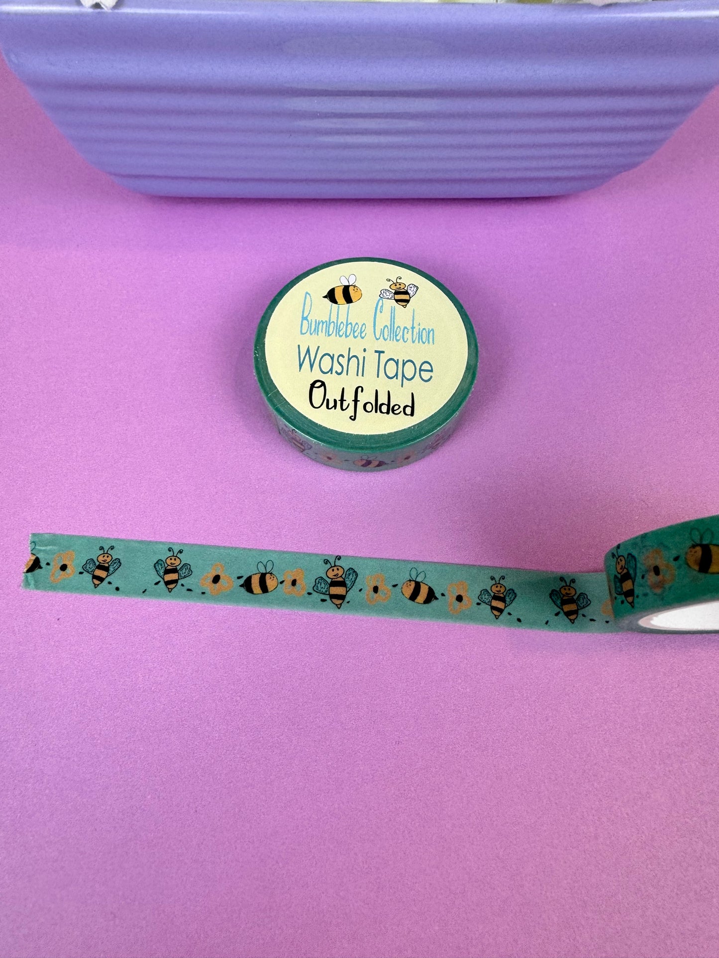 Bumblebee Collection Washi Tape, Honeybees and Flowers Design, 1 cm width 5 m length