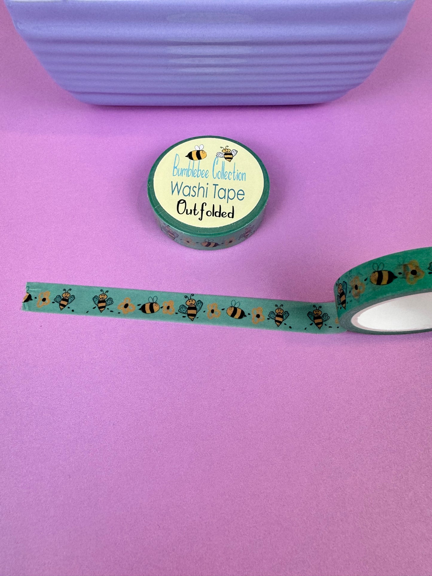 Bumblebee Collection Washi Tape, Honeybees and Flowers Design, 1 cm width 5 m length