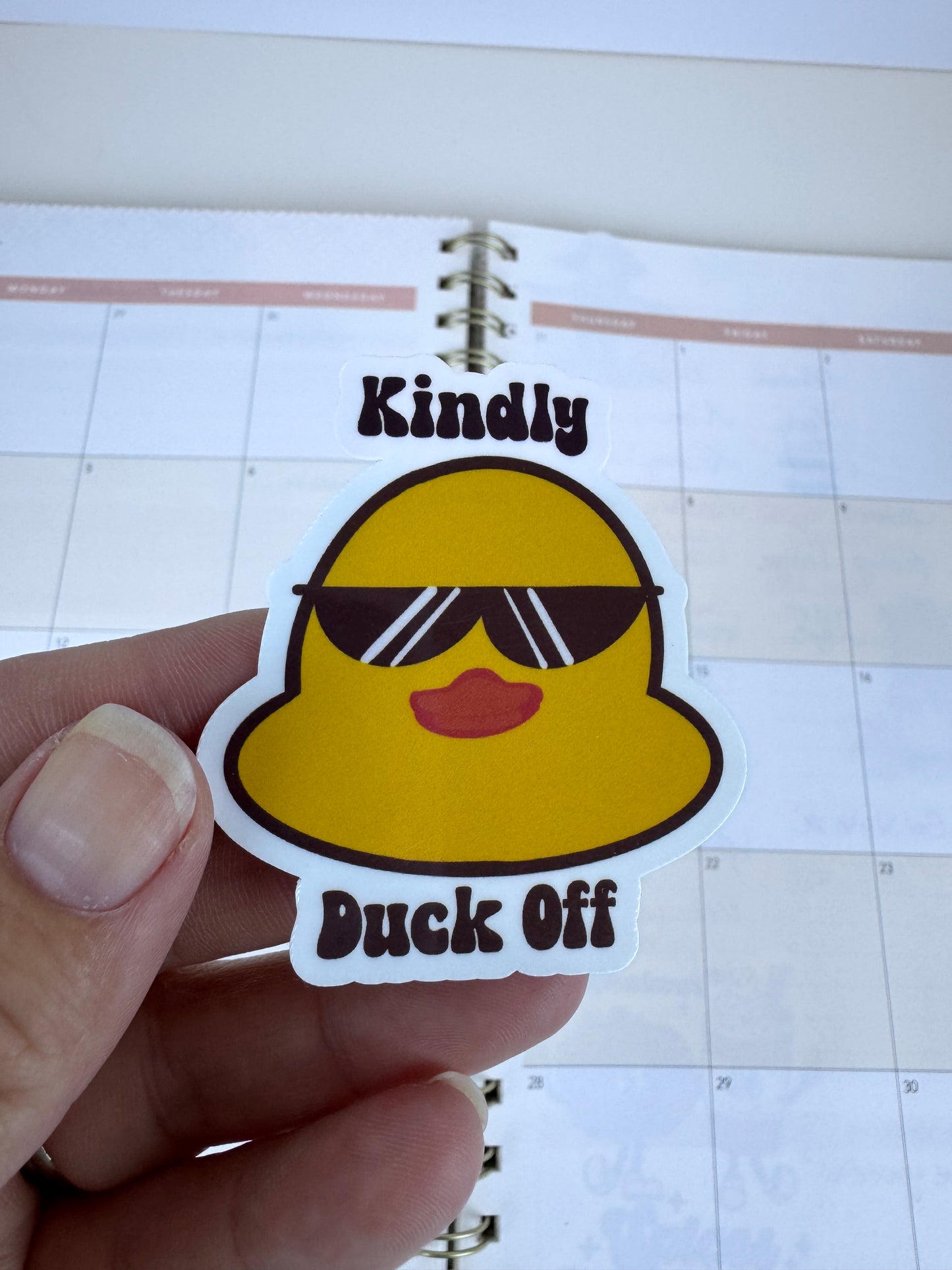 Kindly Duck Off Duck Face Sticker, Sarcastic Vinyl Sticker, Handmade Funny Laptop Decor