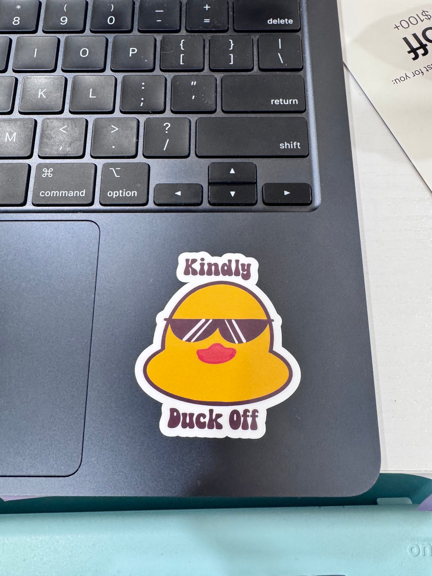 Kindly Duck Off Duck Face Sticker, Sarcastic Vinyl Sticker, Handmade Funny Laptop Decor