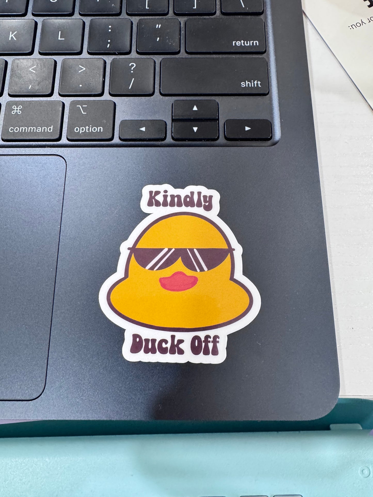 Kindly Duck Off Duck Face Sticker, Sarcastic Vinyl Sticker, Handmade Funny Laptop Decor