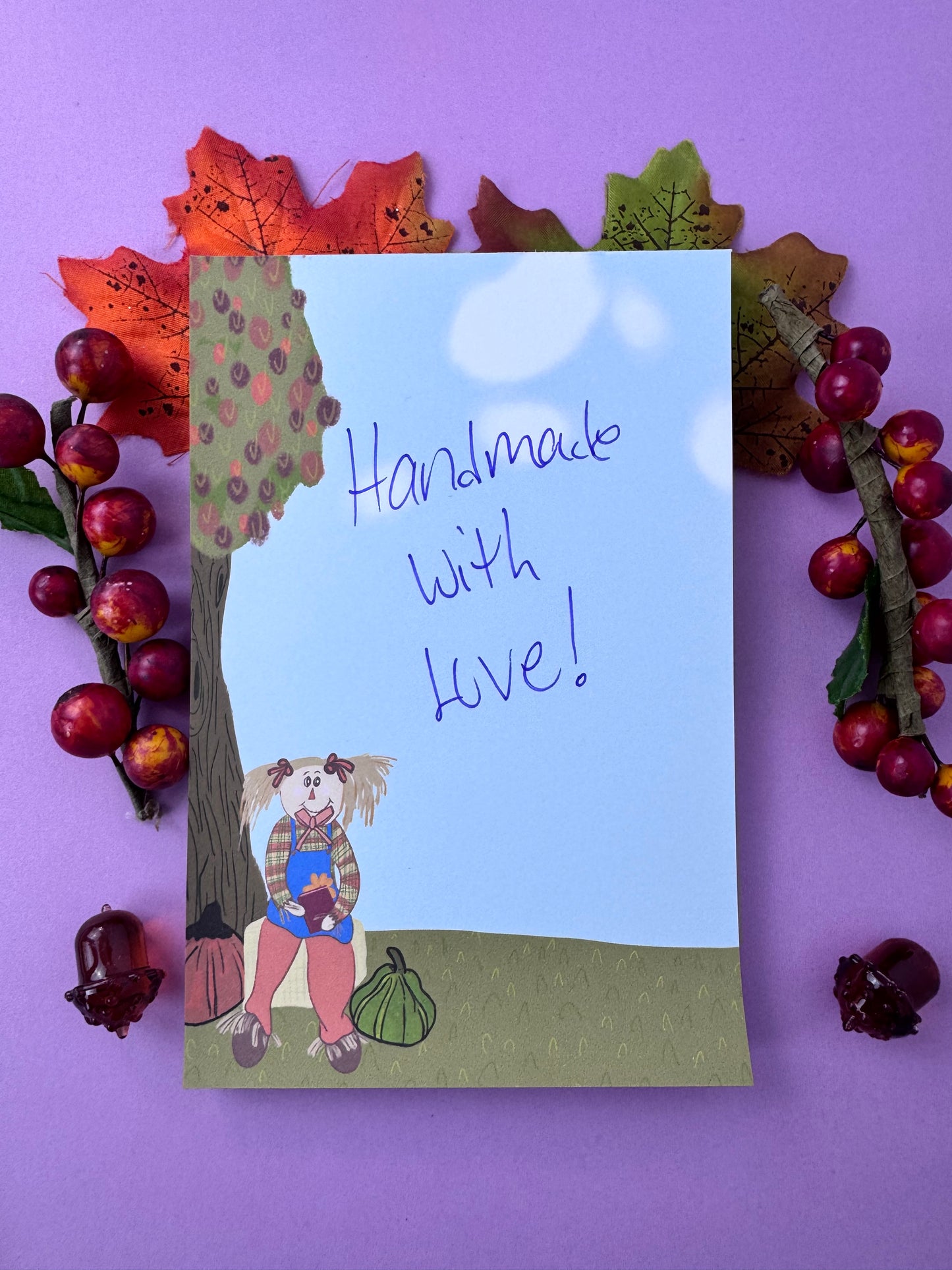 Notepads For Fall Season, Cute Scarecrow Who Loves Reading, Autumn Stationery, Handmade