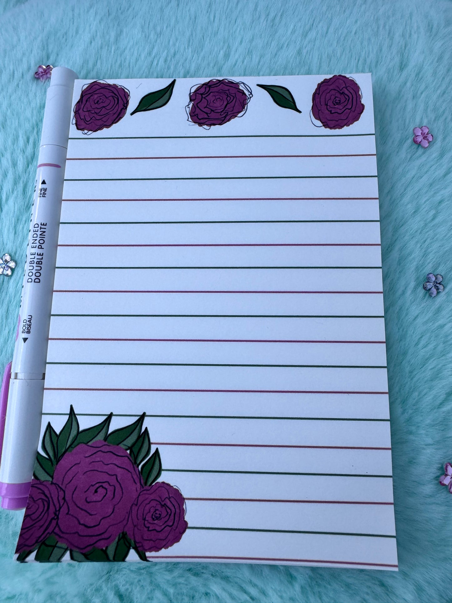 Floral Stationery, Handmade Notepad With Roses, Notepads With Flowers, Hand Drawn Roses
