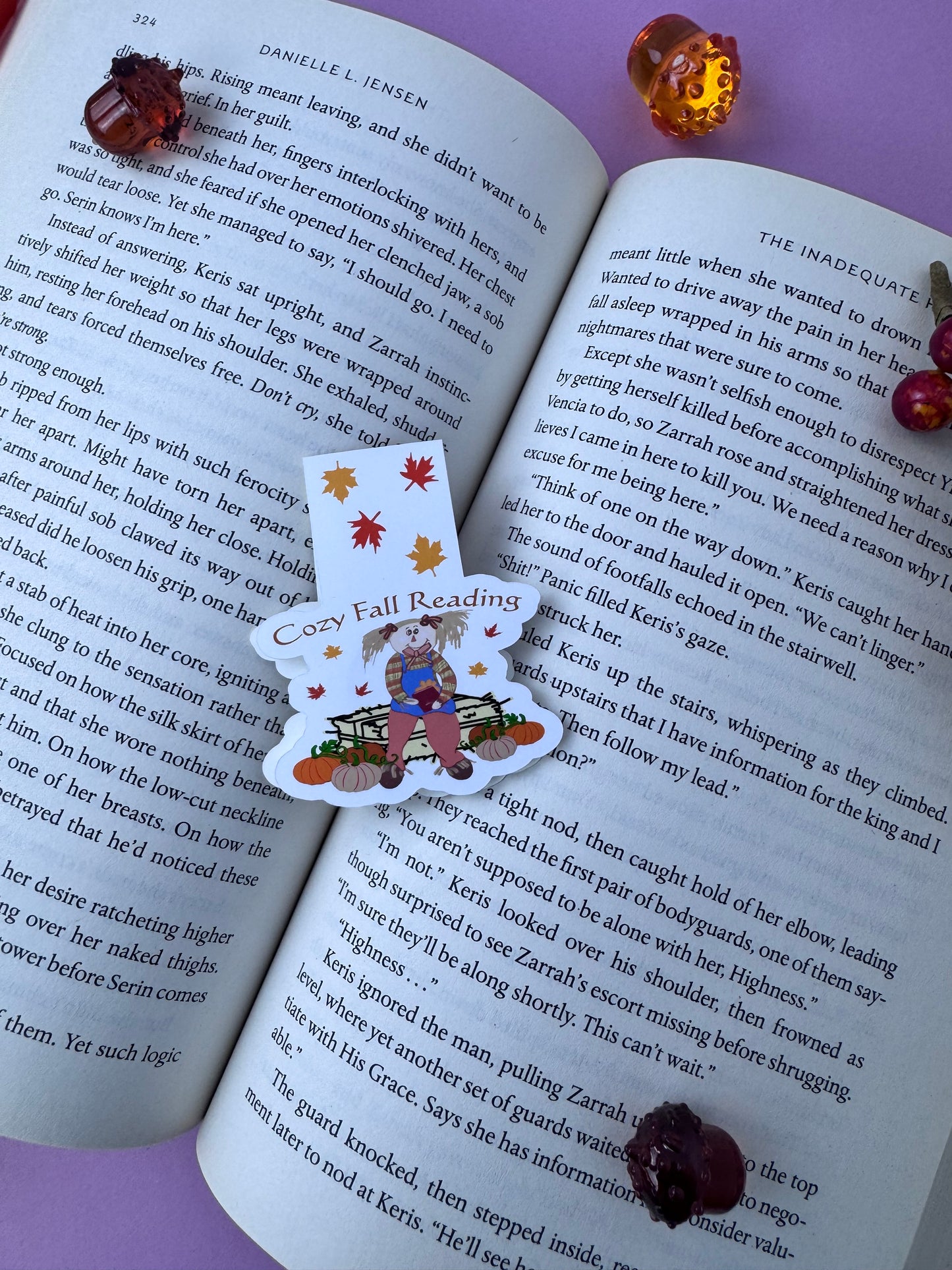 Cozy Fall Reading Magnetic Bookmark, Cute Female Scarecrow, For Readers and Book Lovers, Autumn Reading