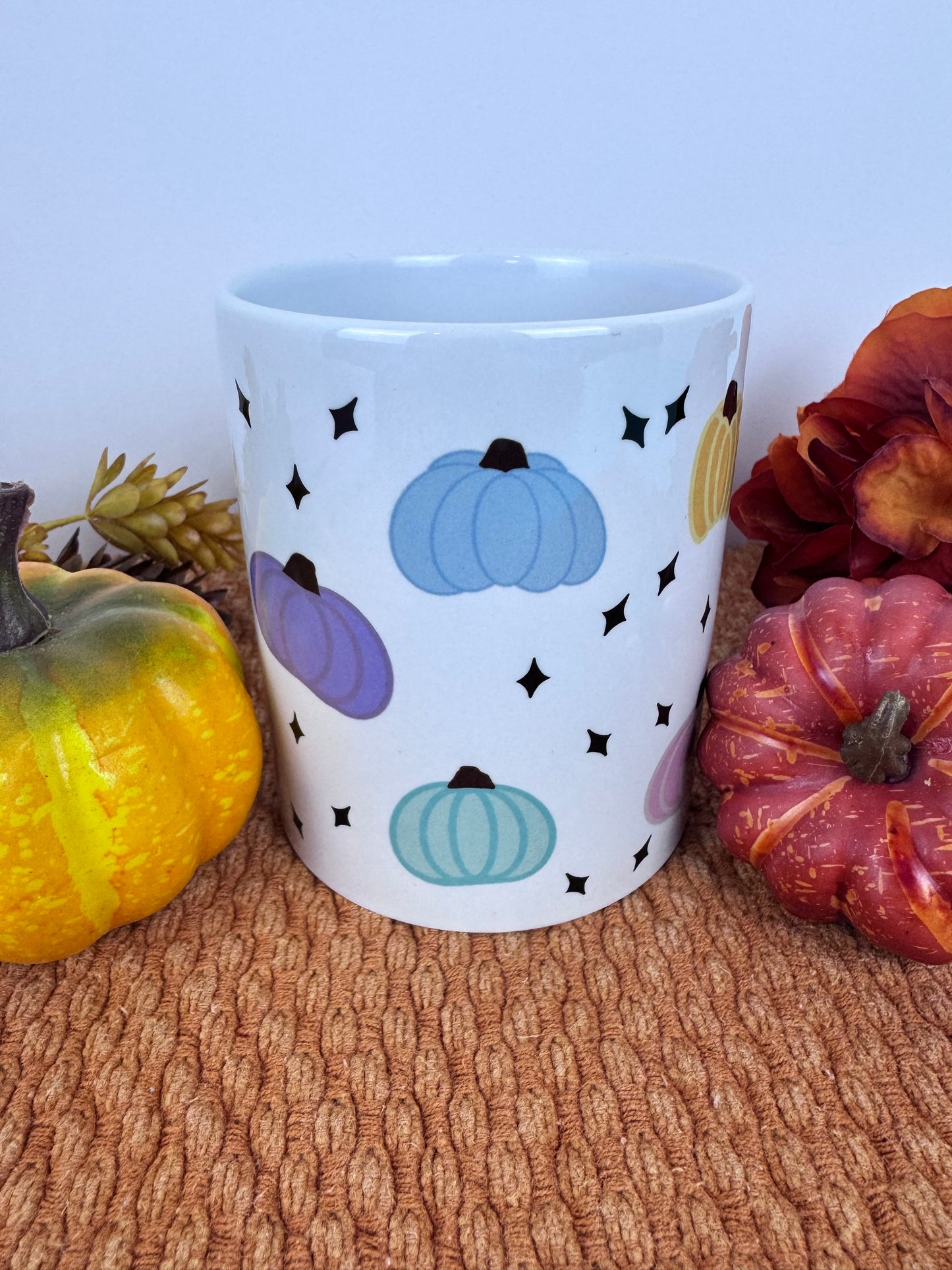 Pastel Pumpkin Coffee Mug – Hand Drawn Fall Aesthetic 11oz Ceramic Cup | Cozy Autumn Drinkware & Pumpkin Lover Gift