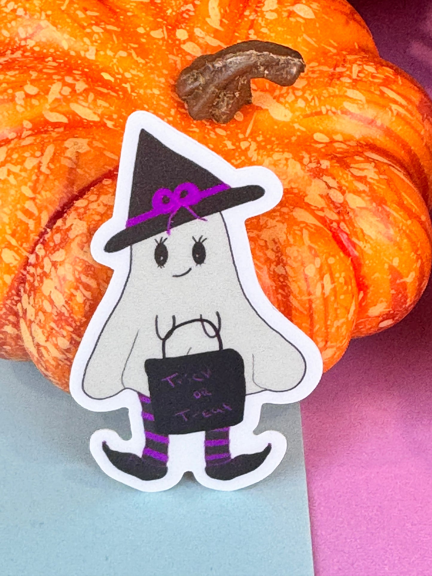 Spirit The Adorable Ghost Witch Die Cut Sticker, Fall Planner Stickers, 2 Inch