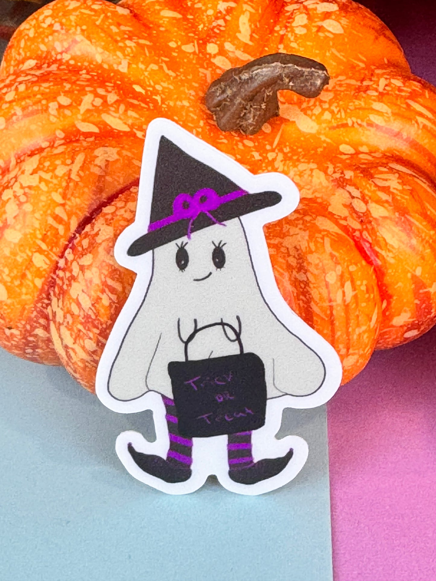 Spirit The Adorable Ghost Witch Die Cut Sticker, Fall Planner Stickers, 2 Inch