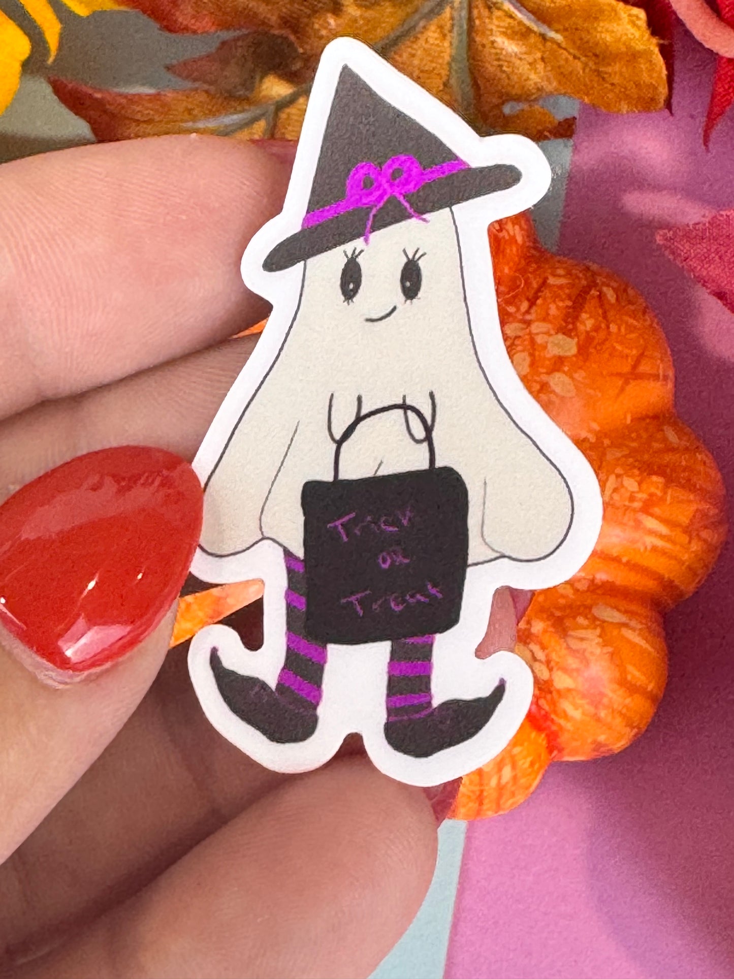 Spirit The Adorable Ghost Witch Die Cut Sticker, Fall Planner Stickers, 2 Inch