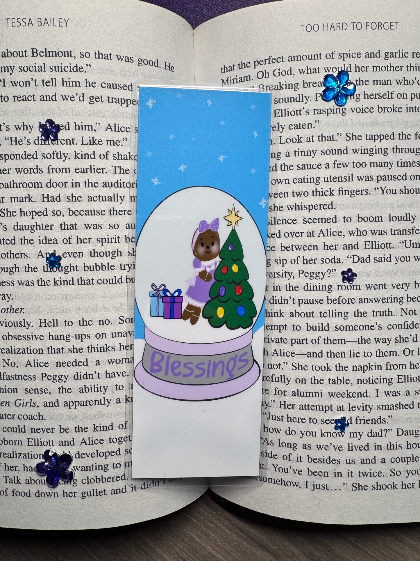 Christmas Bookmark For Readers- Gingerbread Girl Snow Globe Handmade Original Design