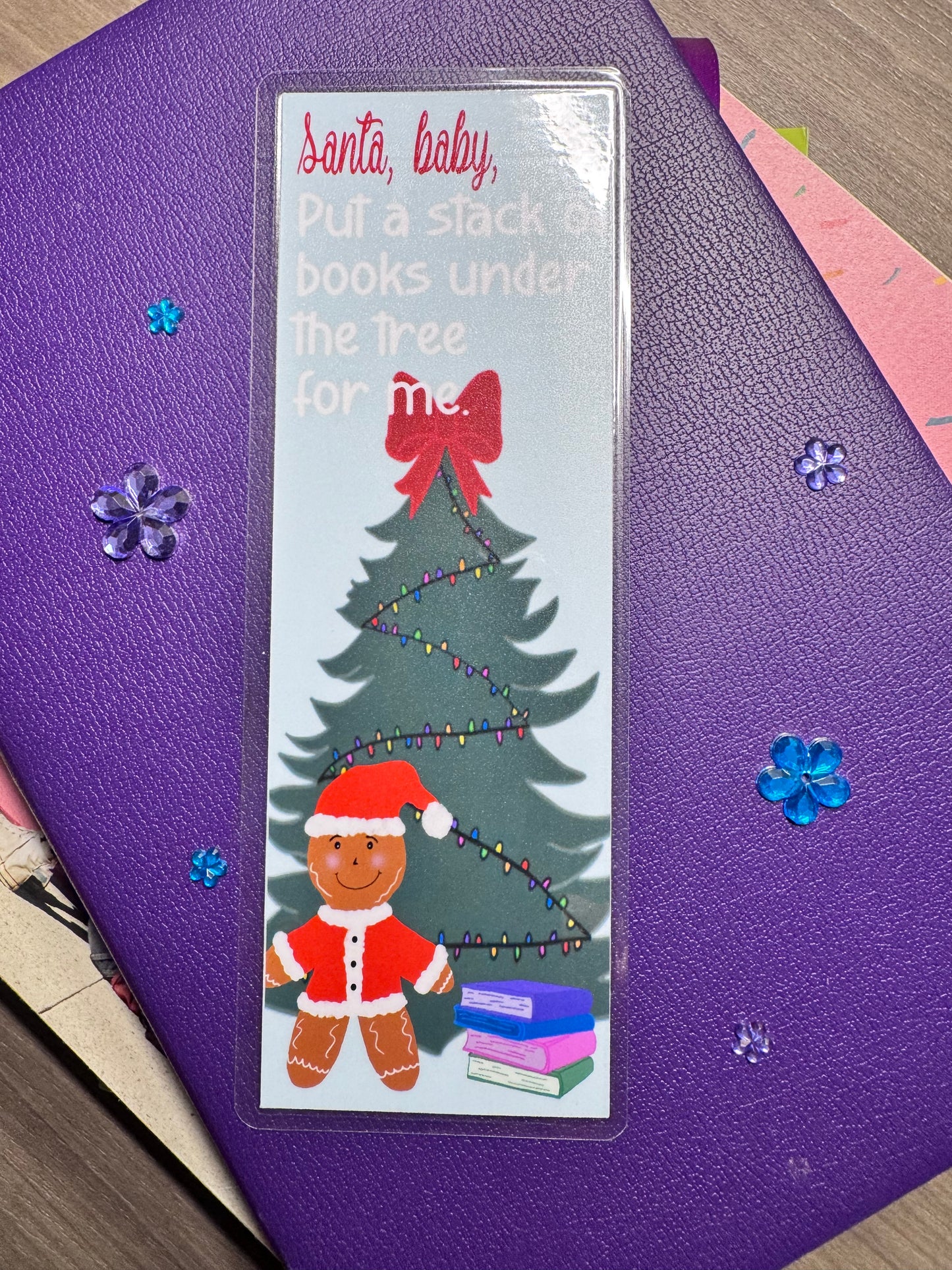 Christmas Bookmark For Readers- Santa Gingerbread Man Handmade Original Design