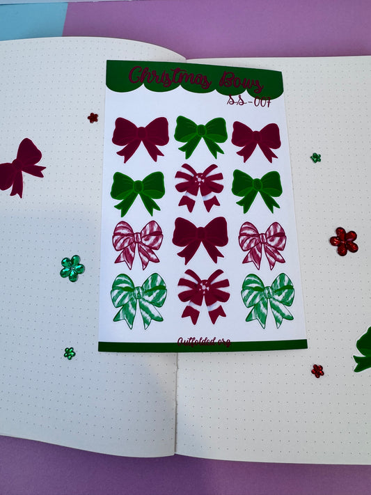 Sticker Sheet Of Pretty Bows- Holiday Planner Stickers