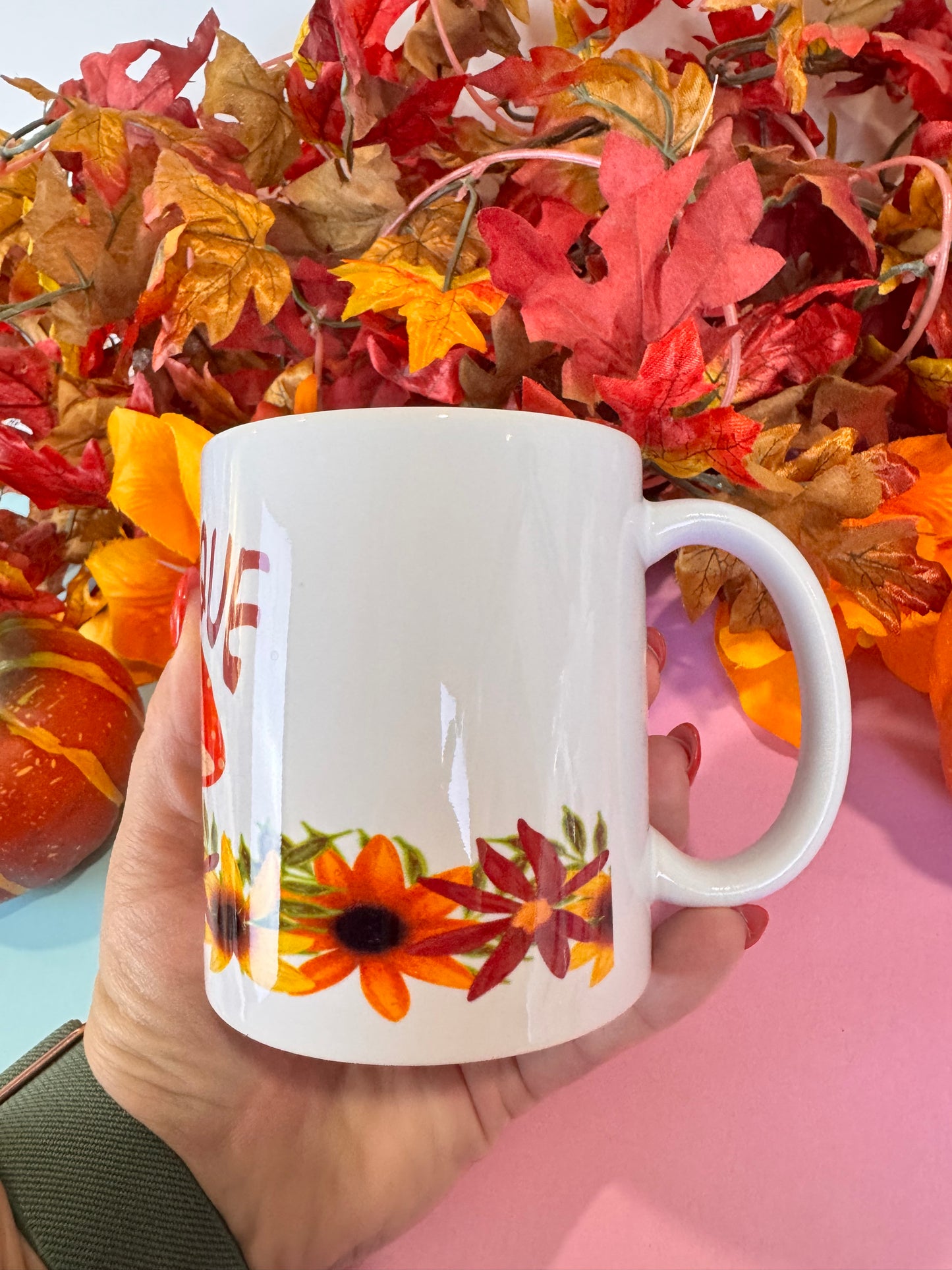 Be Unique Kawaii Cute Fall Coffee Mug, 11 oz White Ceramic Mug
