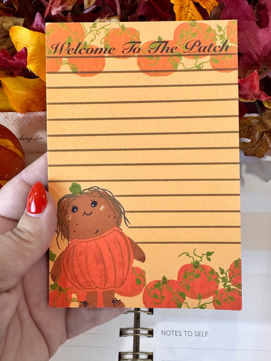 Fall Pumpkin Notepad with Cute Kawaii Character, 4x6 Inch 50 Page