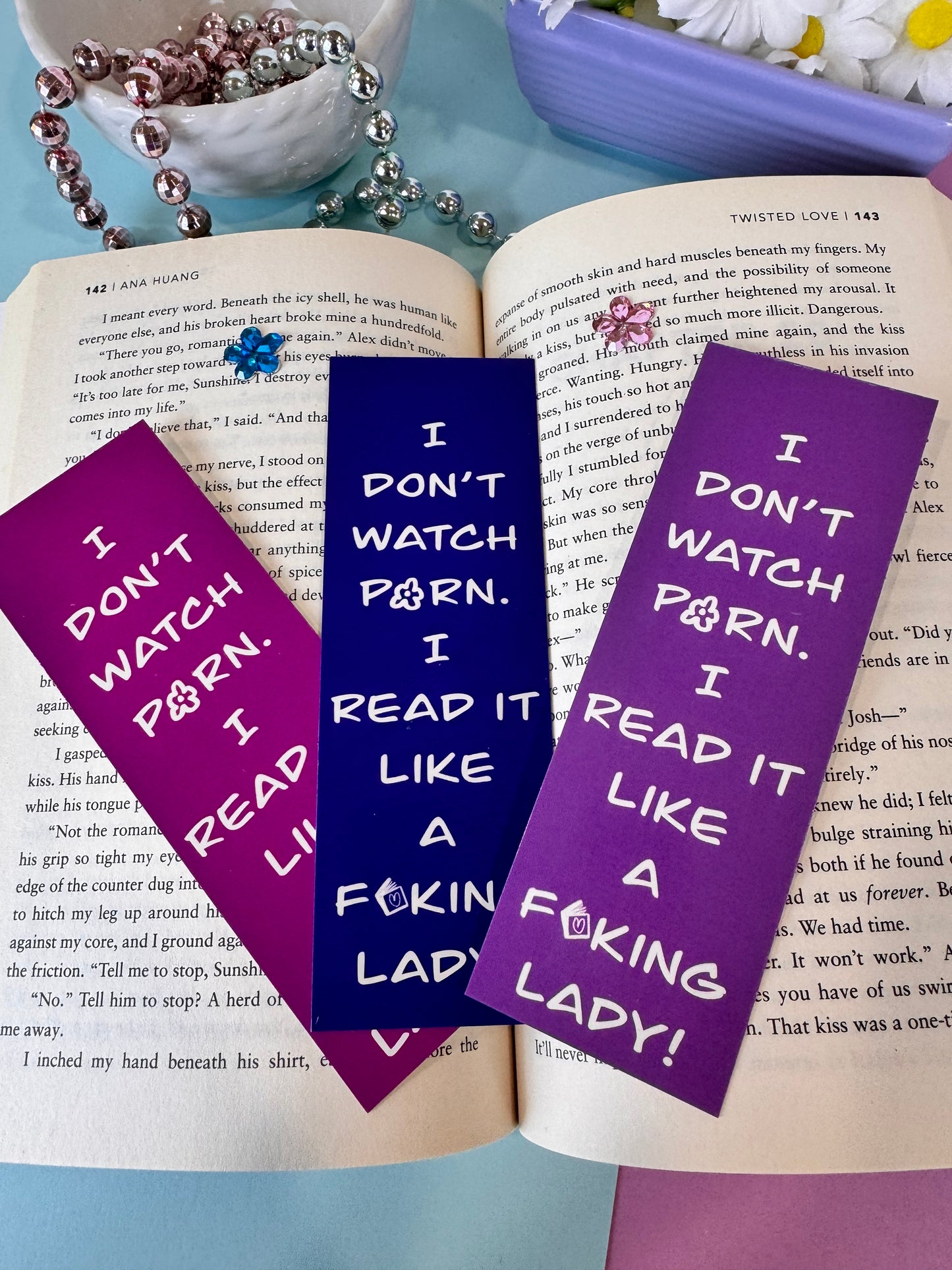Smut Lovers Bookmark, Funny Adult Page Saver, 1 Bookmark in Pink, Purple, Or Blue