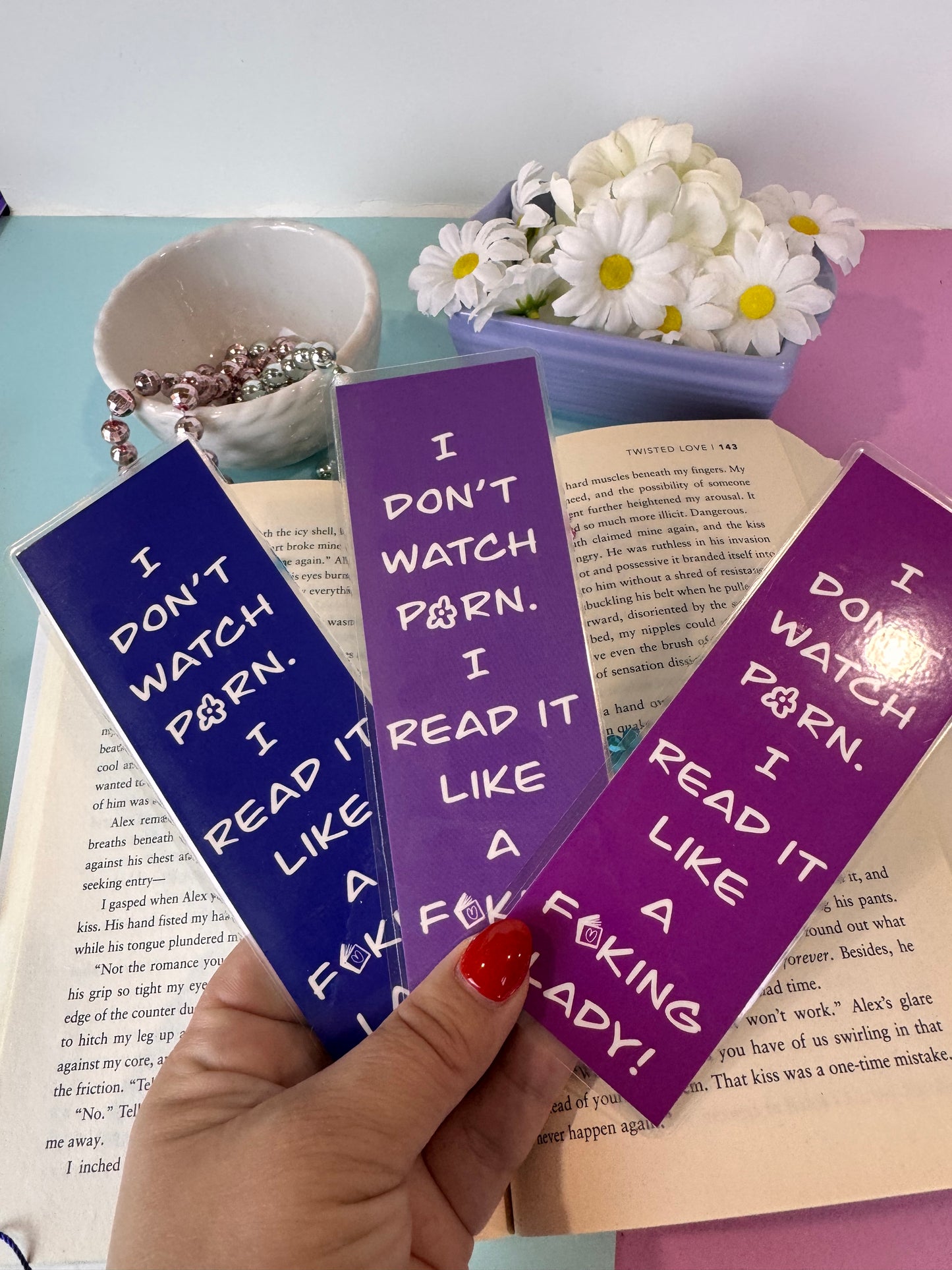 Smut Lovers Bookmark, Funny Adult Page Saver, 1 Bookmark in Pink, Purple, Or Blue