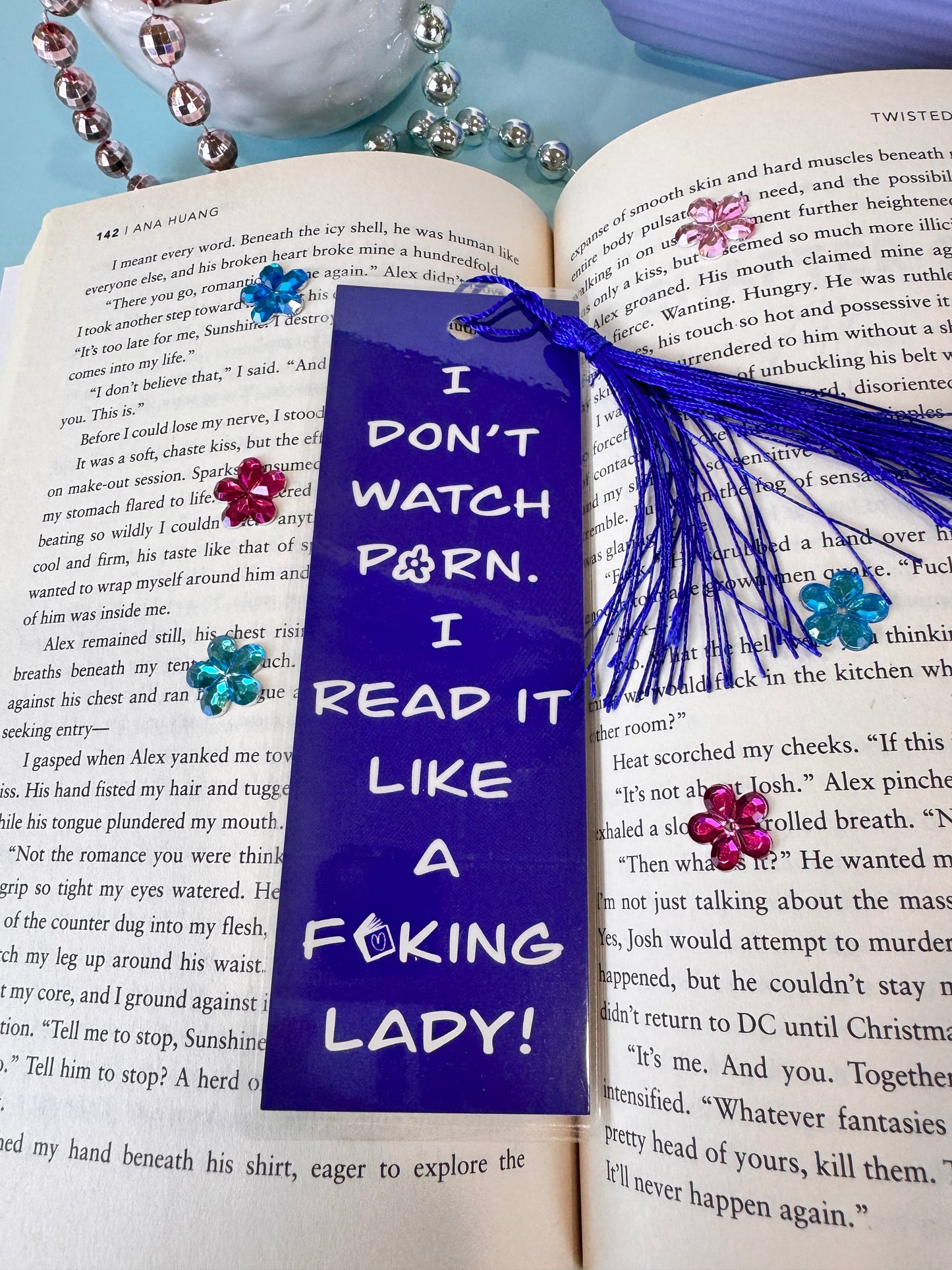 Smut Lovers Bookmark, Funny Adult Page Saver, 1 Bookmark in Pink, Purple, Or Blue