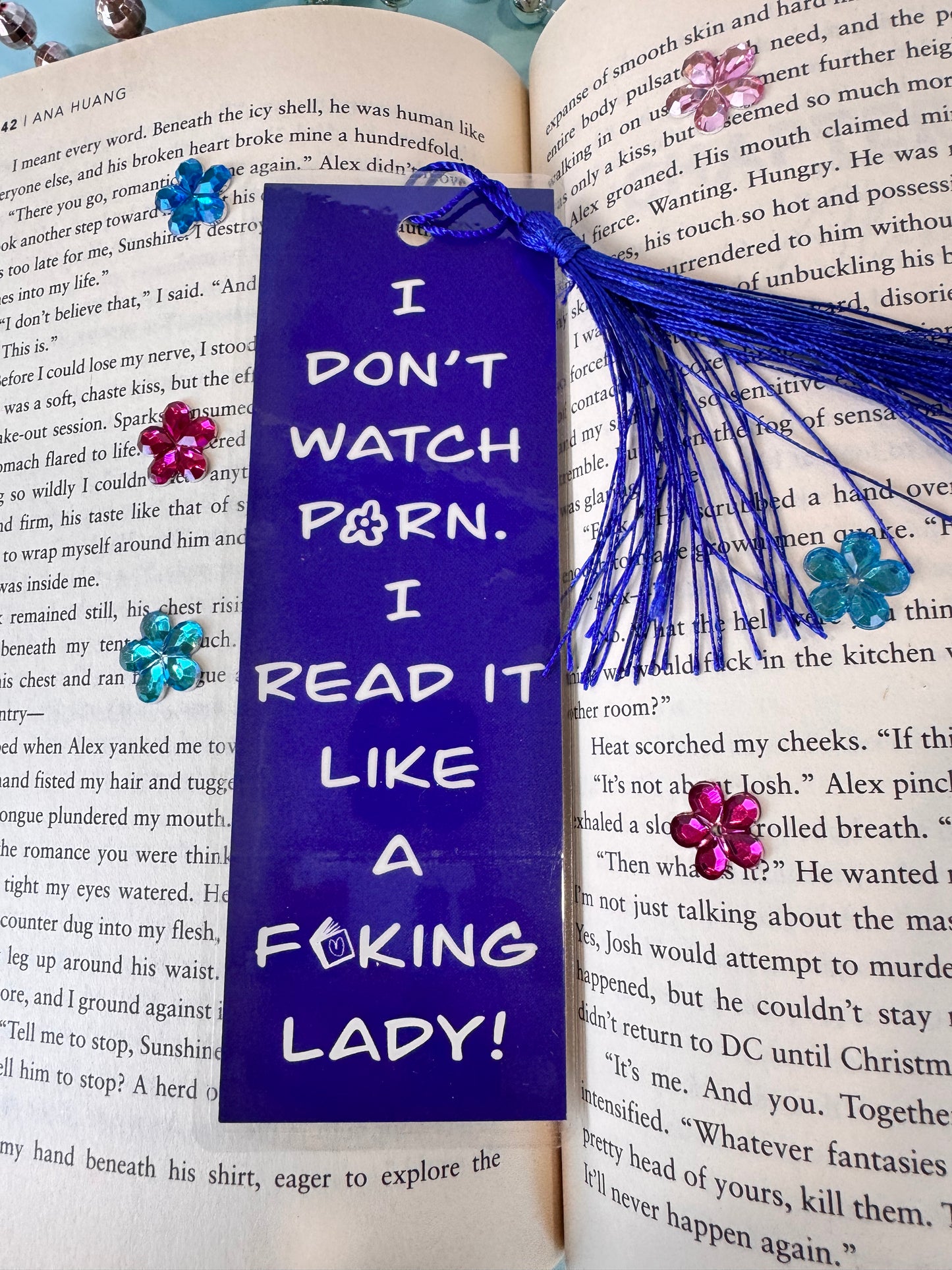 Smut Lovers Bookmark, Funny Adult Page Saver, 1 Bookmark in Pink, Purple, Or Blue