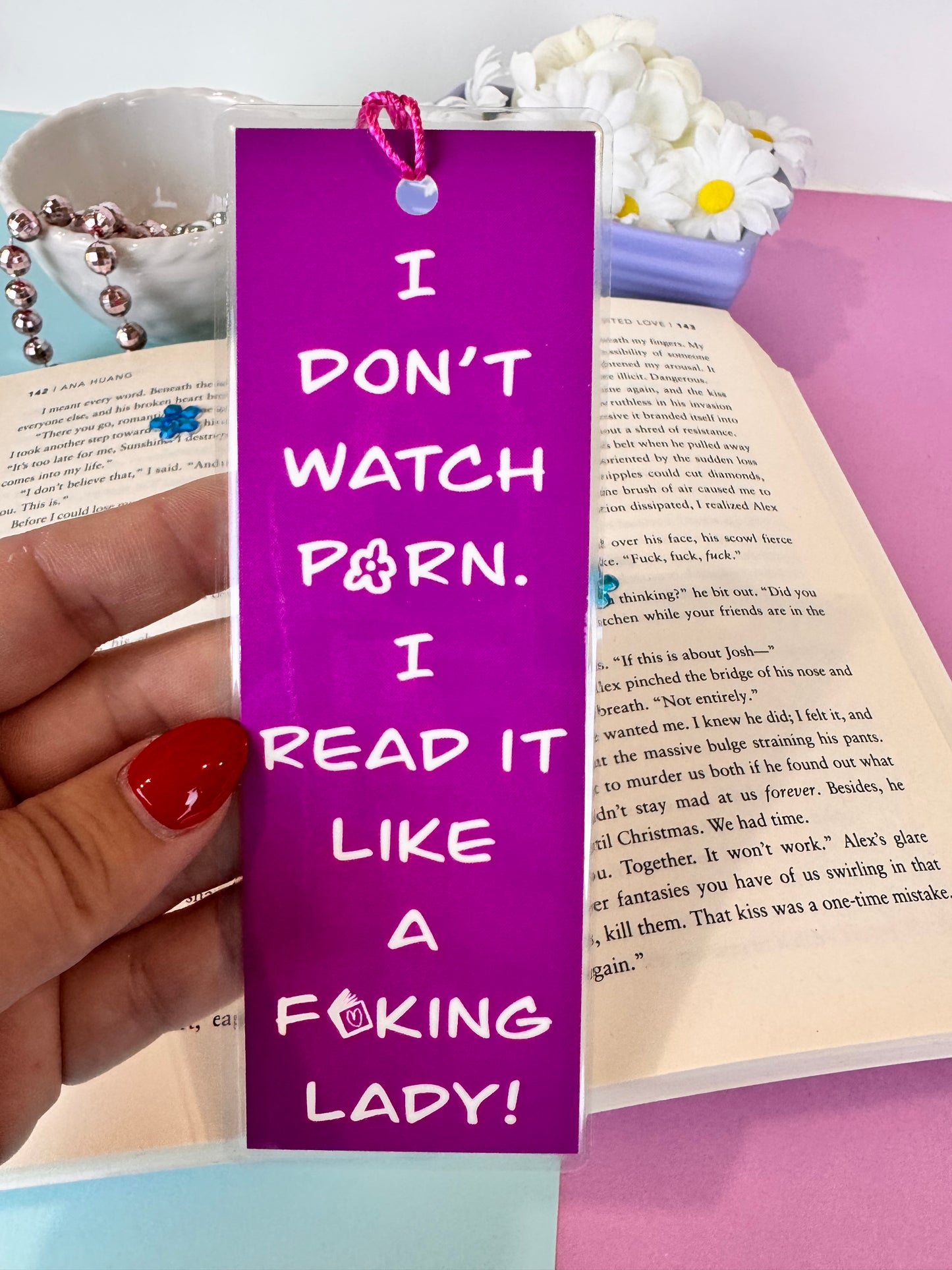 Smut Lovers Bookmark, Funny Adult Page Saver, 1 Bookmark in Pink, Purple, Or Blue