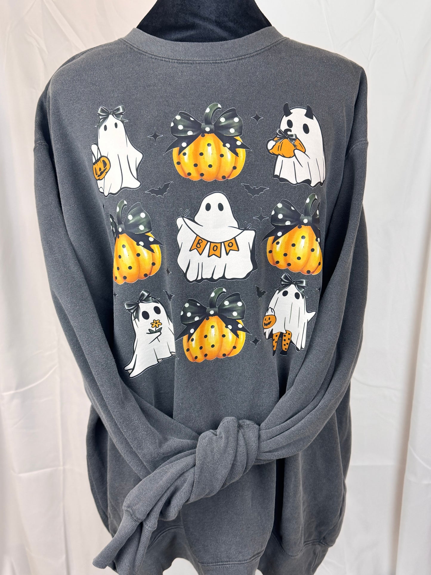 Girly Ghost and Pumpkins With Polka Dots