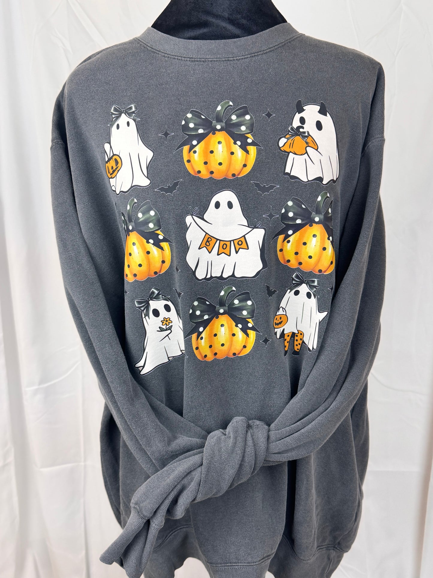 Girly Ghost and Pumpkins With Polka Dots
