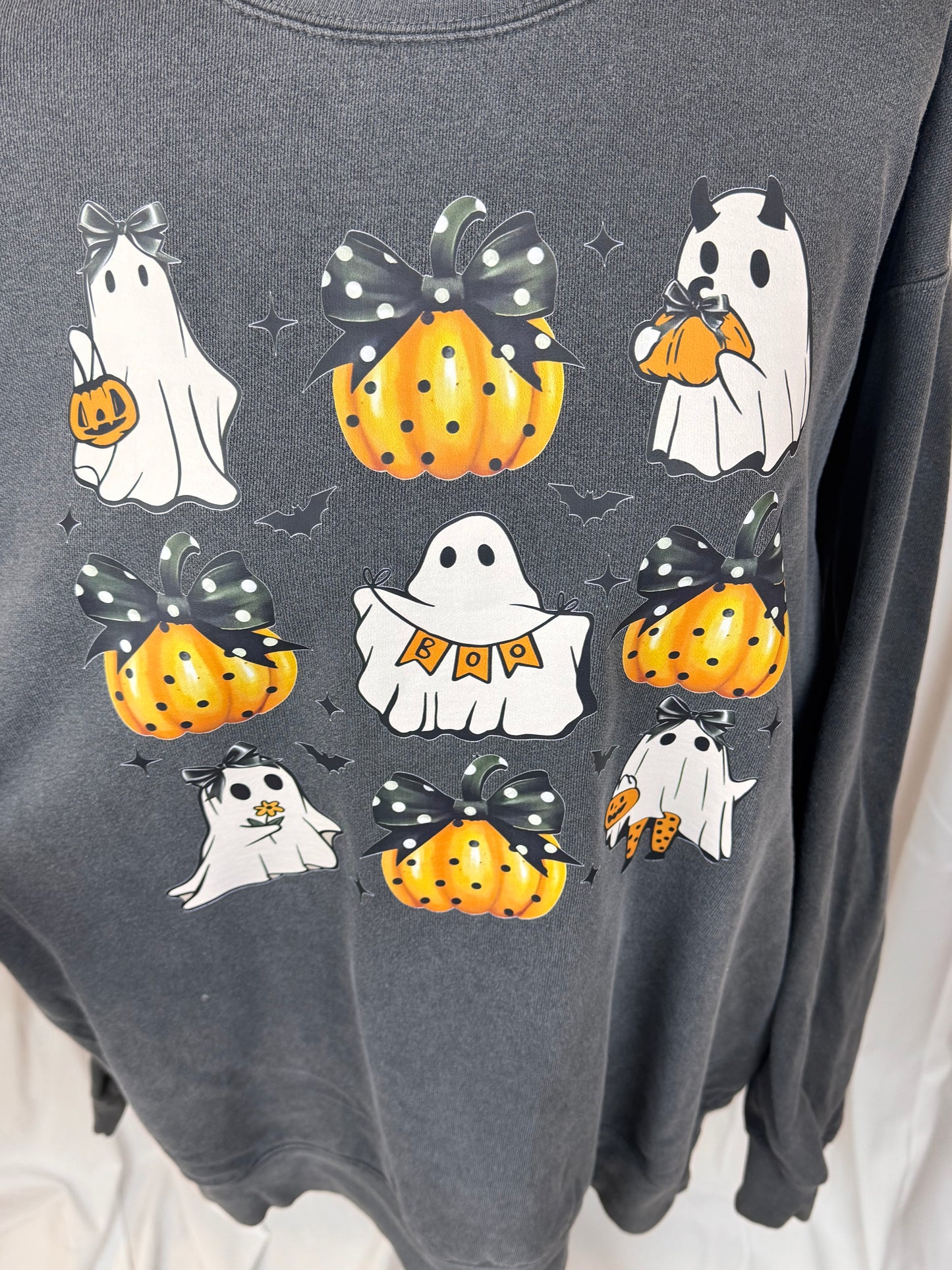 Girly Ghost and Pumpkins With Polka Dots