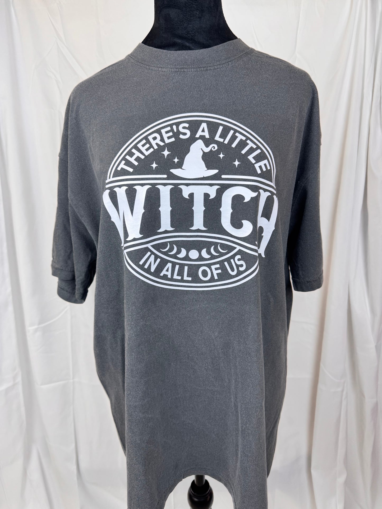There's A Little Witch In All Of Us, Comfort Colors Pepper T-shirt, Unisex Crew Neck, Dtf transferred design