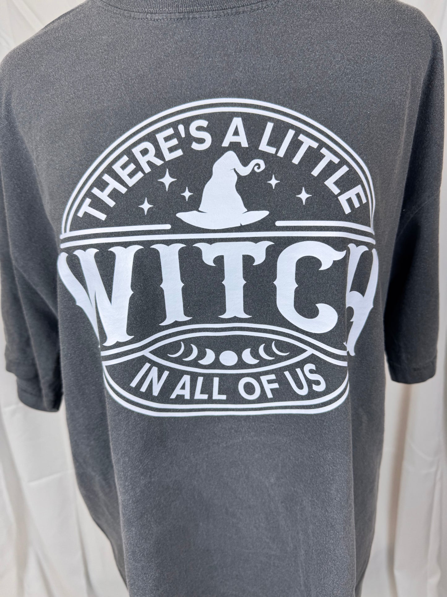 There's A Little Witch In All Of Us, Comfort Colors Pepper T-shirt, Unisex Crew Neck, Dtf transferred design