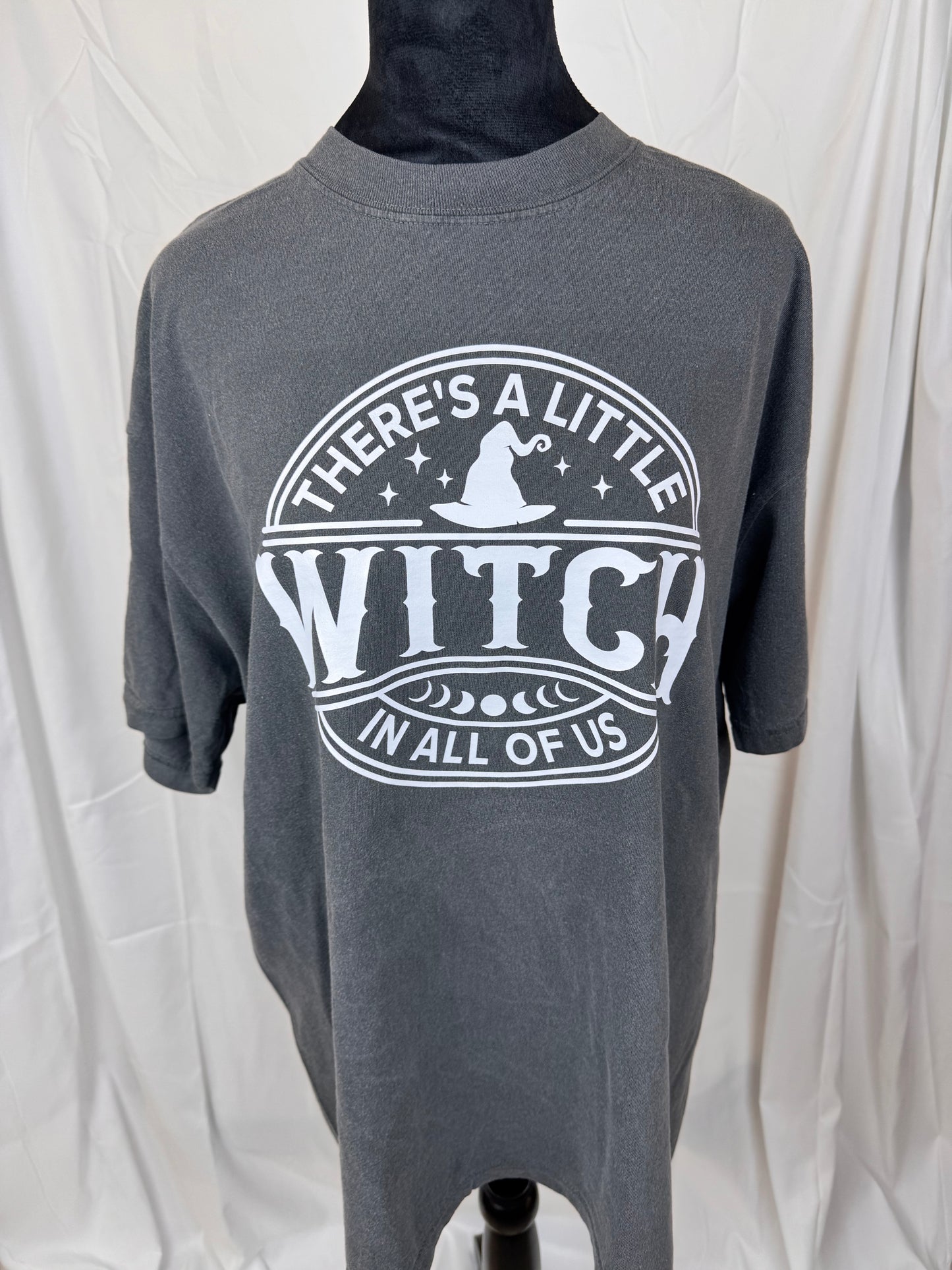 There's A Little Witch In All Of Us, Comfort Colors Pepper T-shirt, Unisex Crew Neck, Dtf transferred design